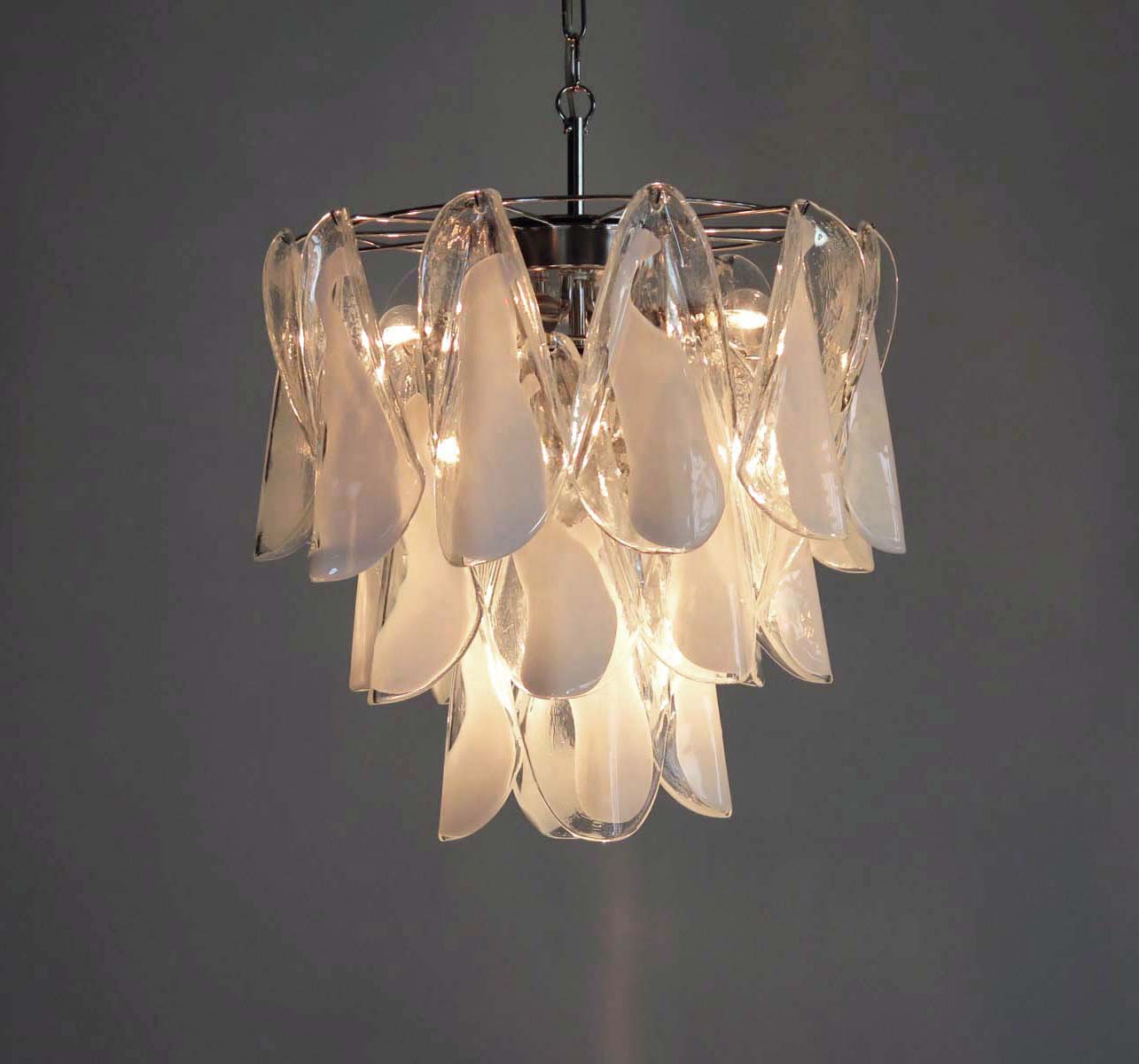 Murano Lysekrone | 24 Hvite Rondiniglass