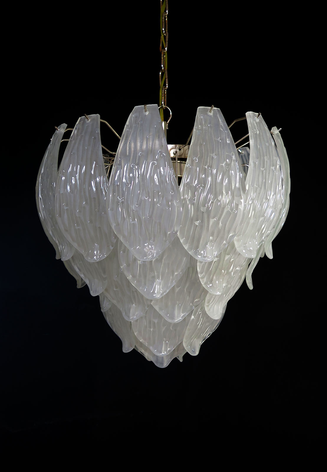 Murano Lysekrone – 41 Klare Konglebladglass – detalj 2 – Murano Classics