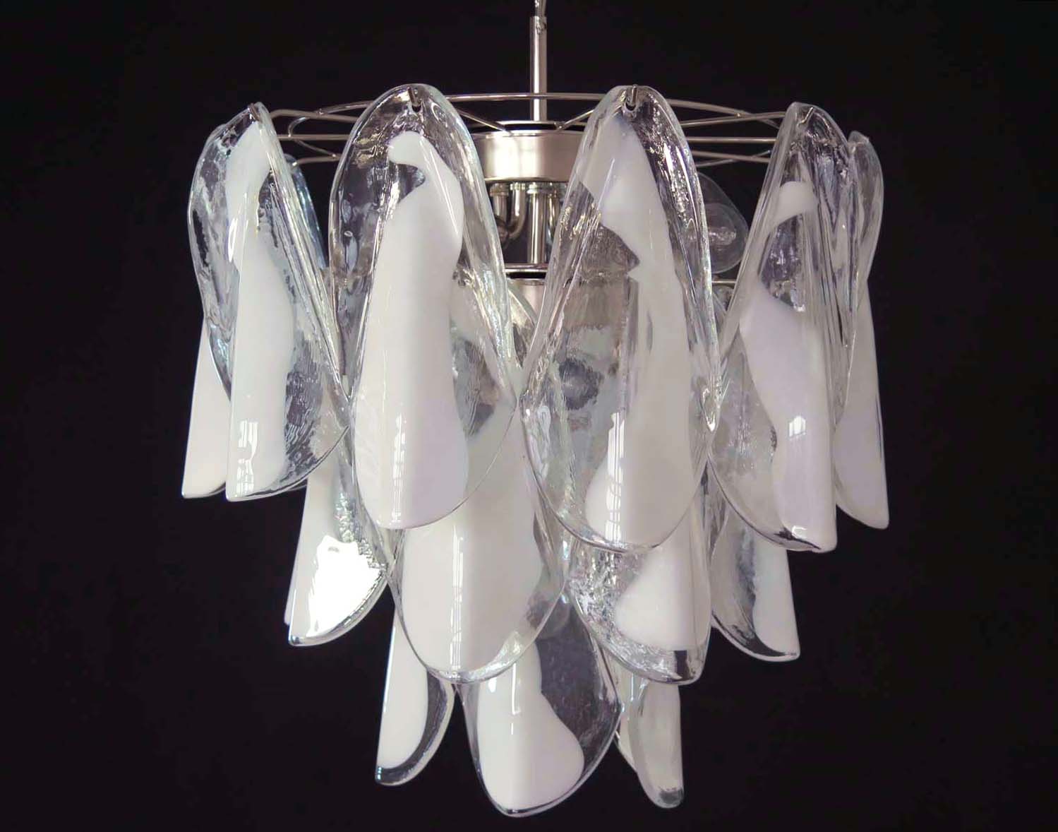 Murano Lysekrone | 24 Hvite Rondiniglass