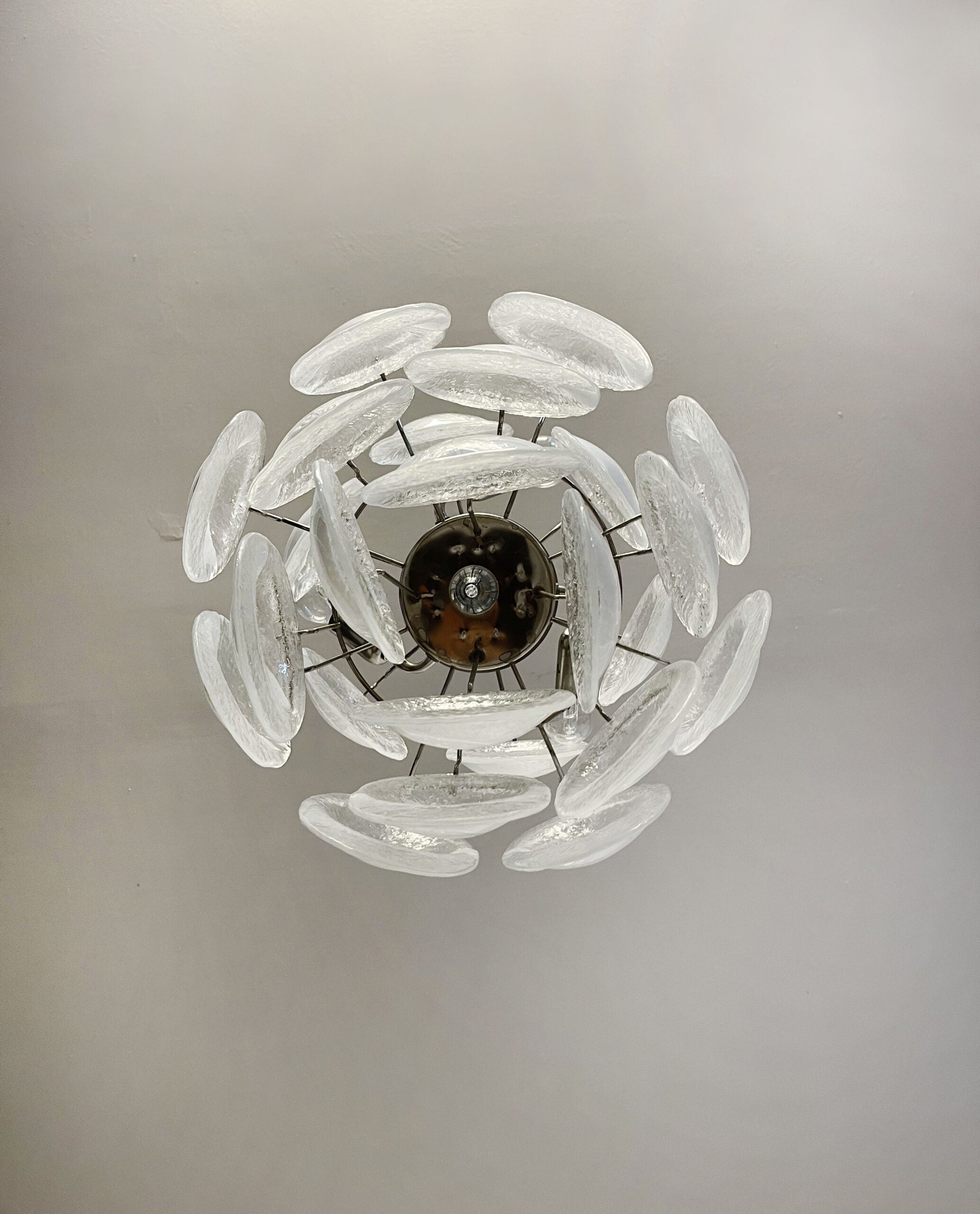 Murano Lysekrone | 24 Hvite Klare Crostoliglass