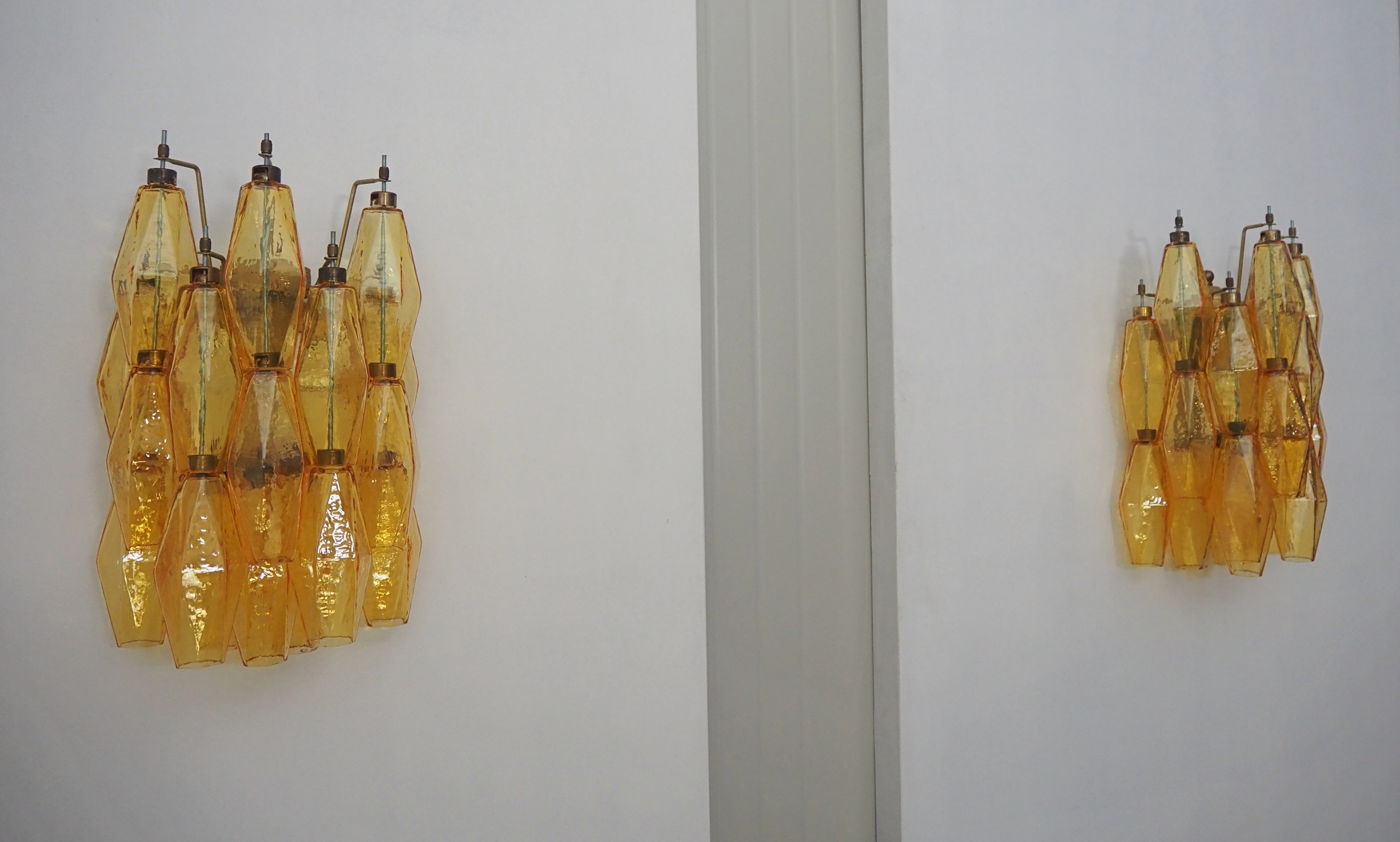 Murano Vegglampe – 17 Gule Poliedriglass – 2 stk – detalj 8 – Murano Classics