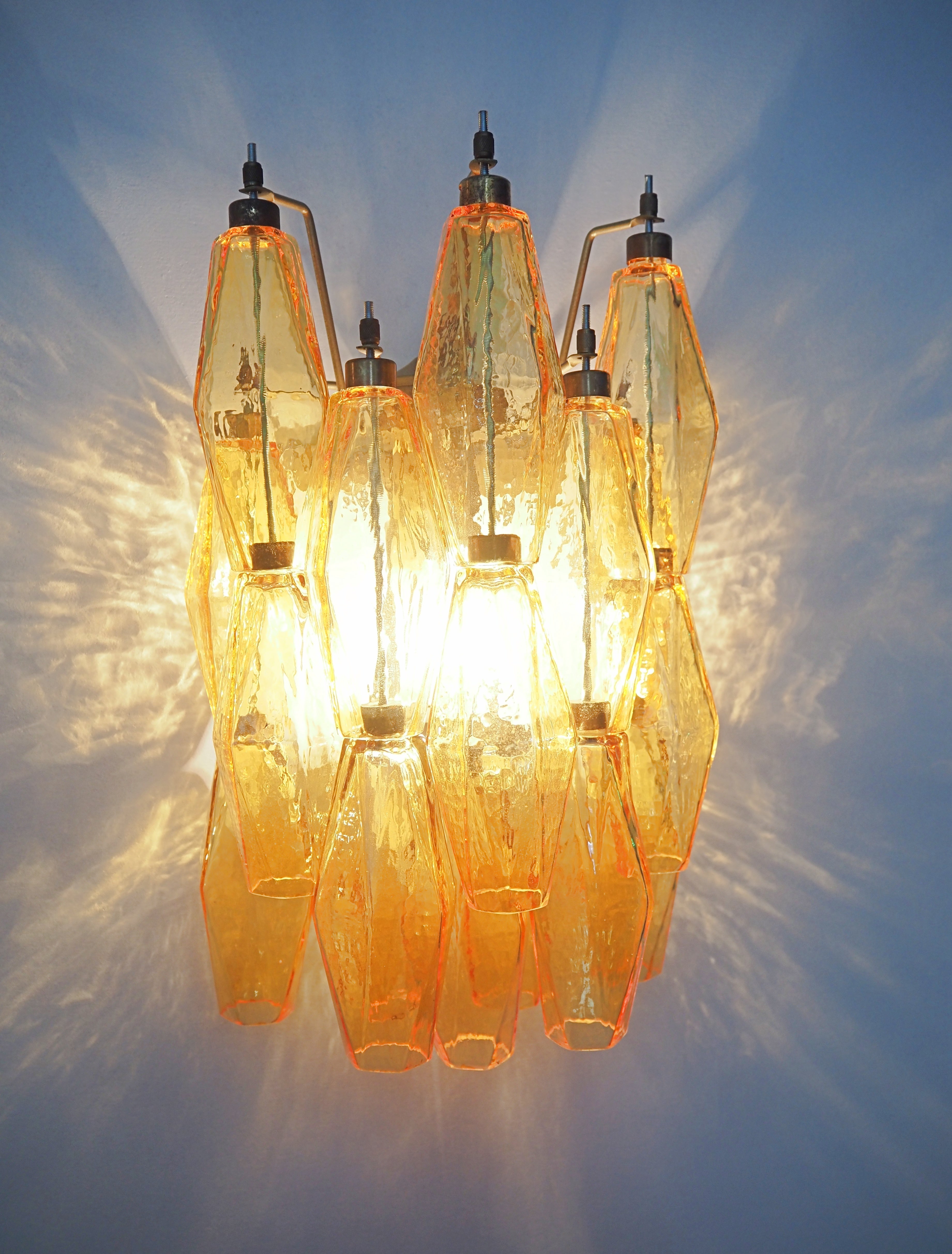 Murano Vegglampe – 17 Gule Poliedriglass – 2 stk – detalj 5 – Murano Classics