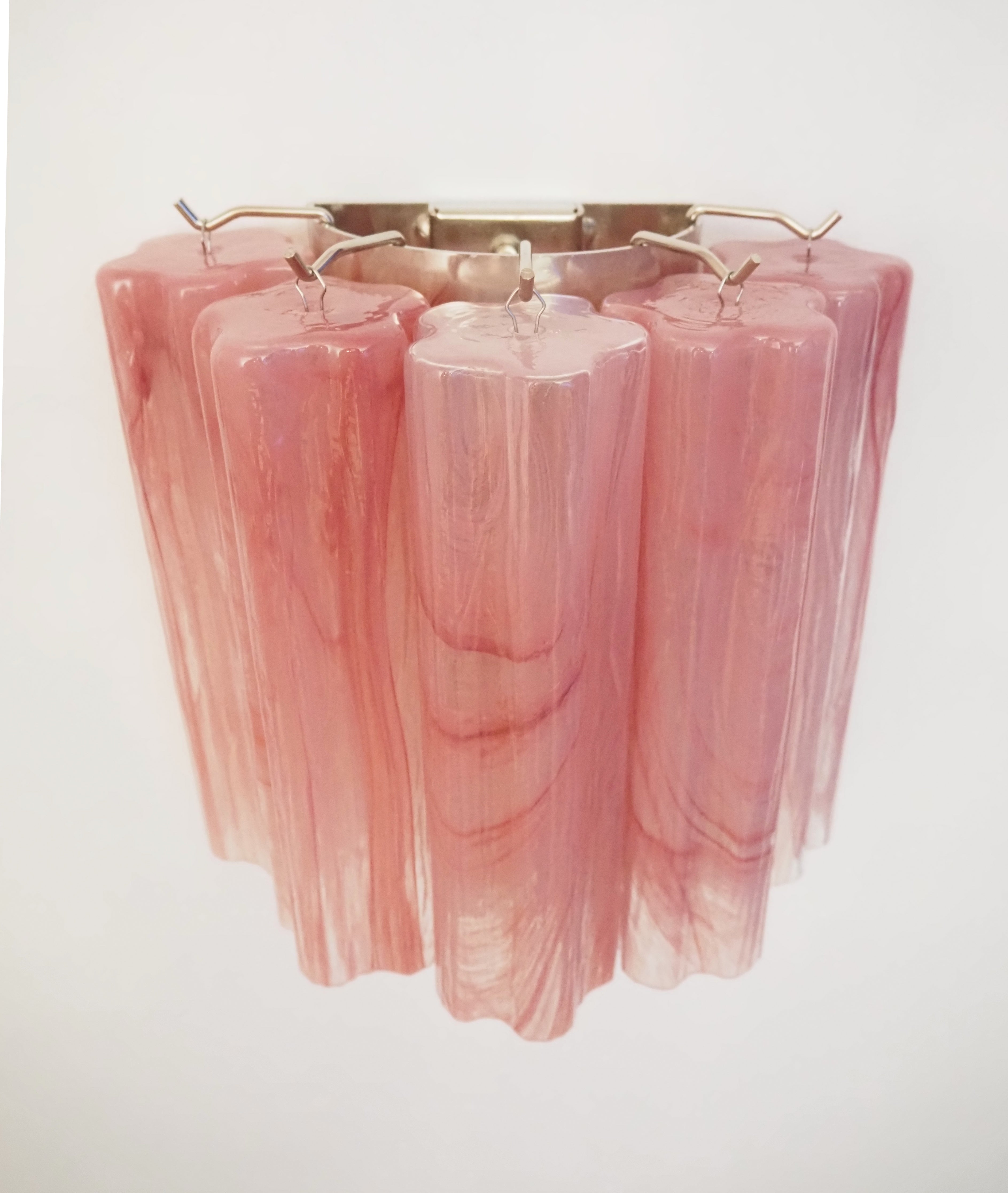 Murano Vegglampe – 5 Rosa Alabaster Glassrør – 2 stk – detalj 4 – Murano Classics