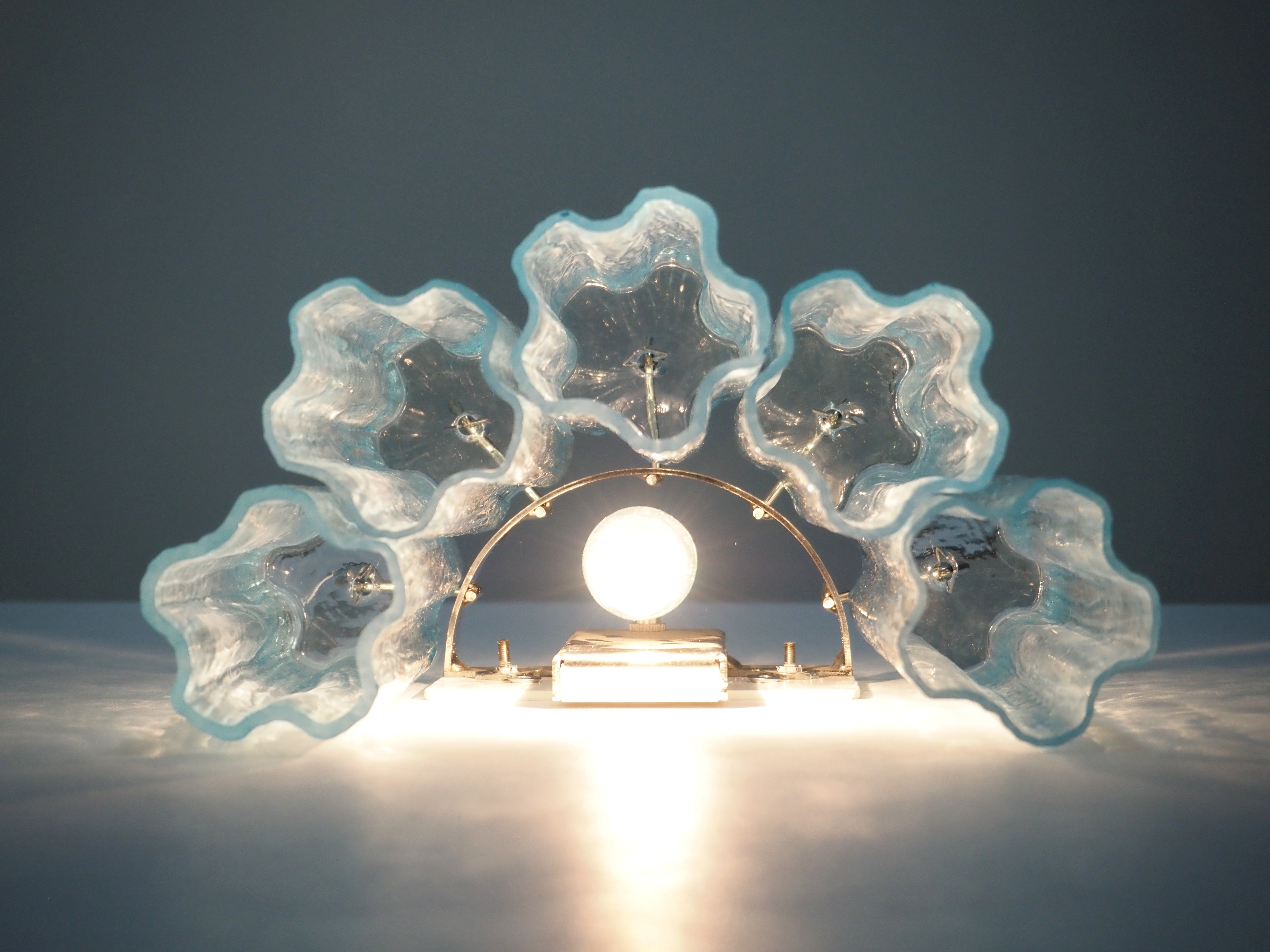 Murano Vegglampe – 5 Blå Glassrør – 2 stk – detalj 7 – Murano Classics