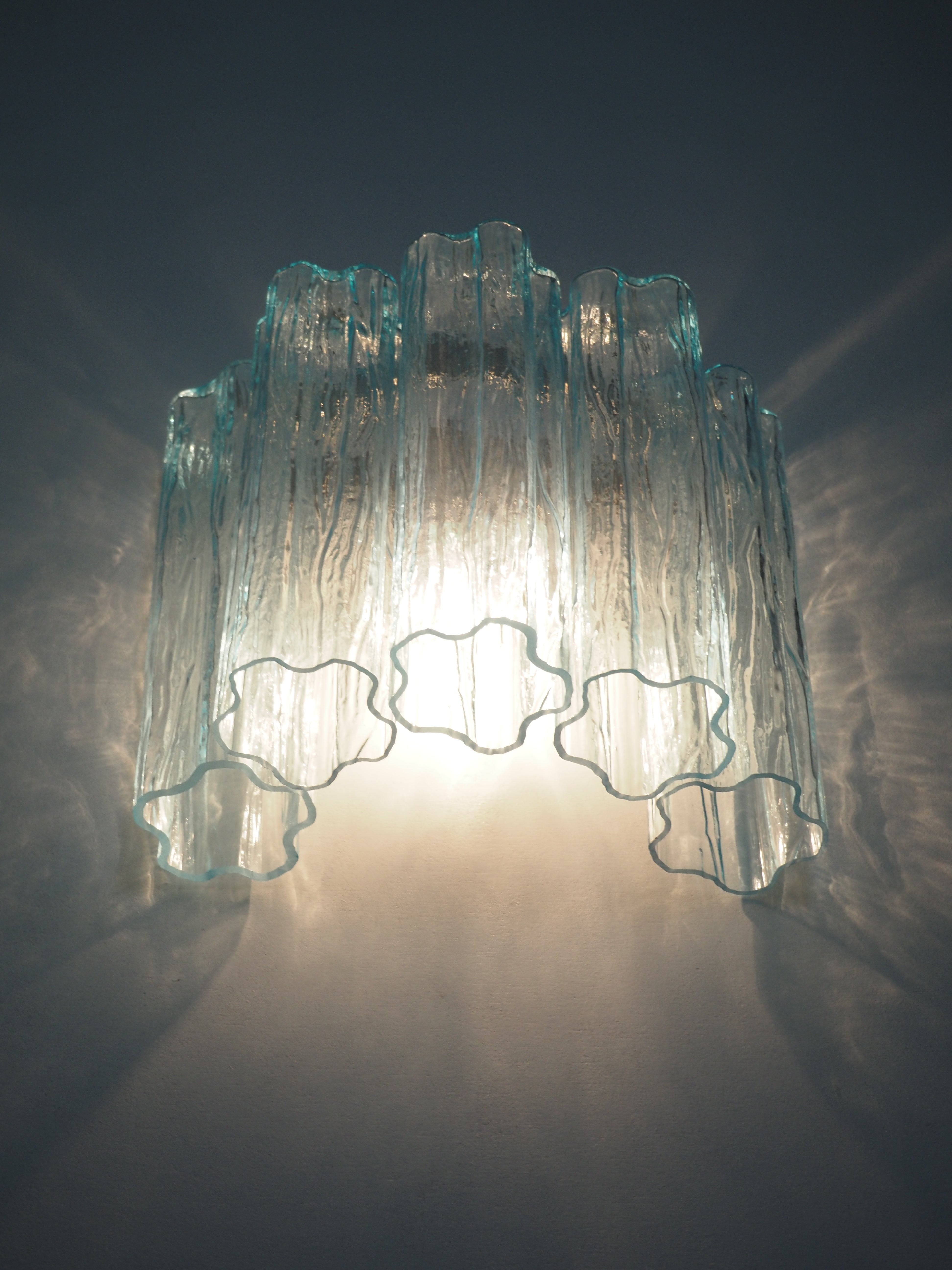 Murano Vegglampe – 5 Blå Glassrør – 2 stk – detalj 1 – Murano Classics