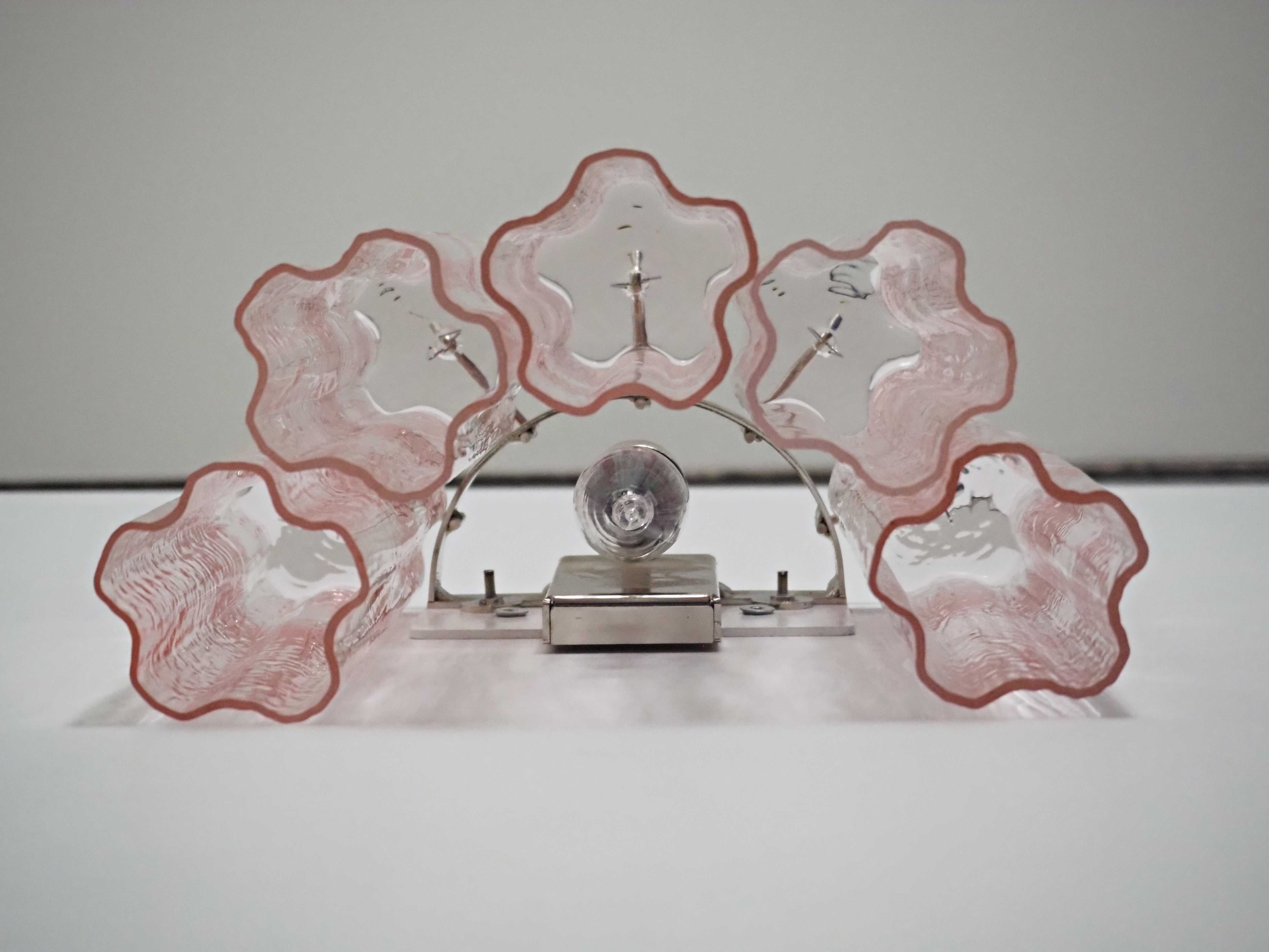 Murano Vegglampe – 5 Rosa Glassrør – 2 stk – detalj 4 – Murano Classics