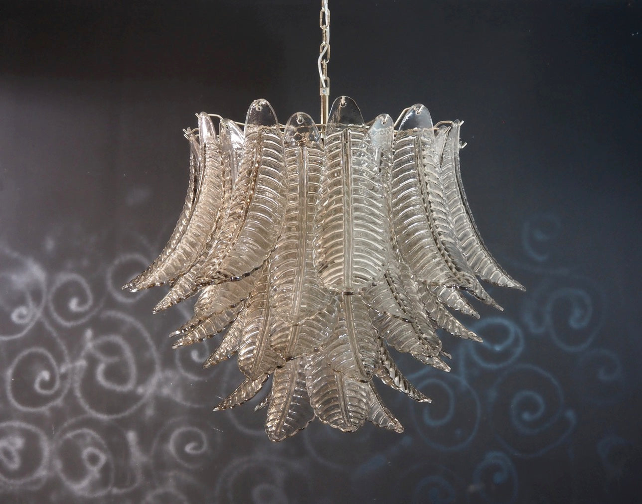 Murano Lysekrone – 48 Røykfargede Felciglass – detalj 8 – Murano Classics