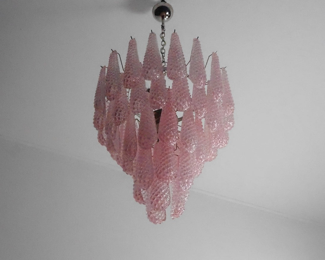 Murano Lysekrone – 52 Rosa Dråpeglass – detalj 3 – Murano Classics