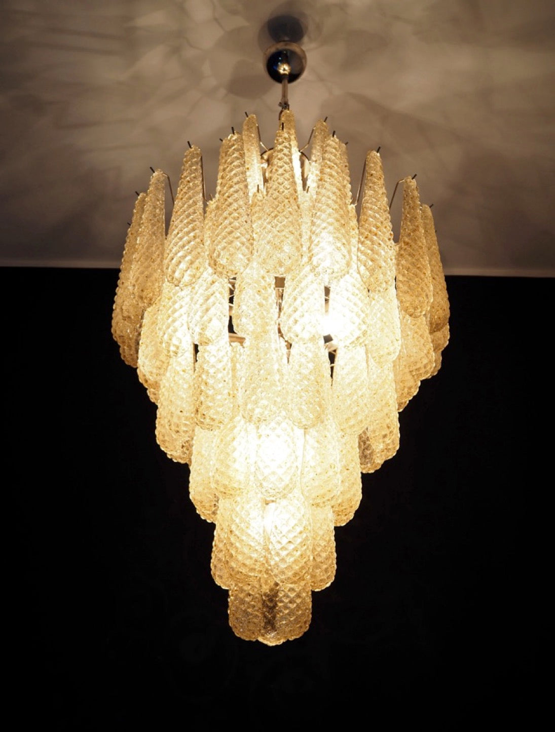 Murano Lysekrone – 85 Klare Gule Dråpeglass – detalj 4 – Murano Classics