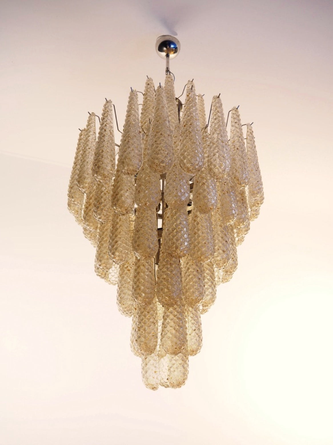 Murano Lysekrone – 85 Klare Gule Dråpeglass – detalj 2 – Murano Classics