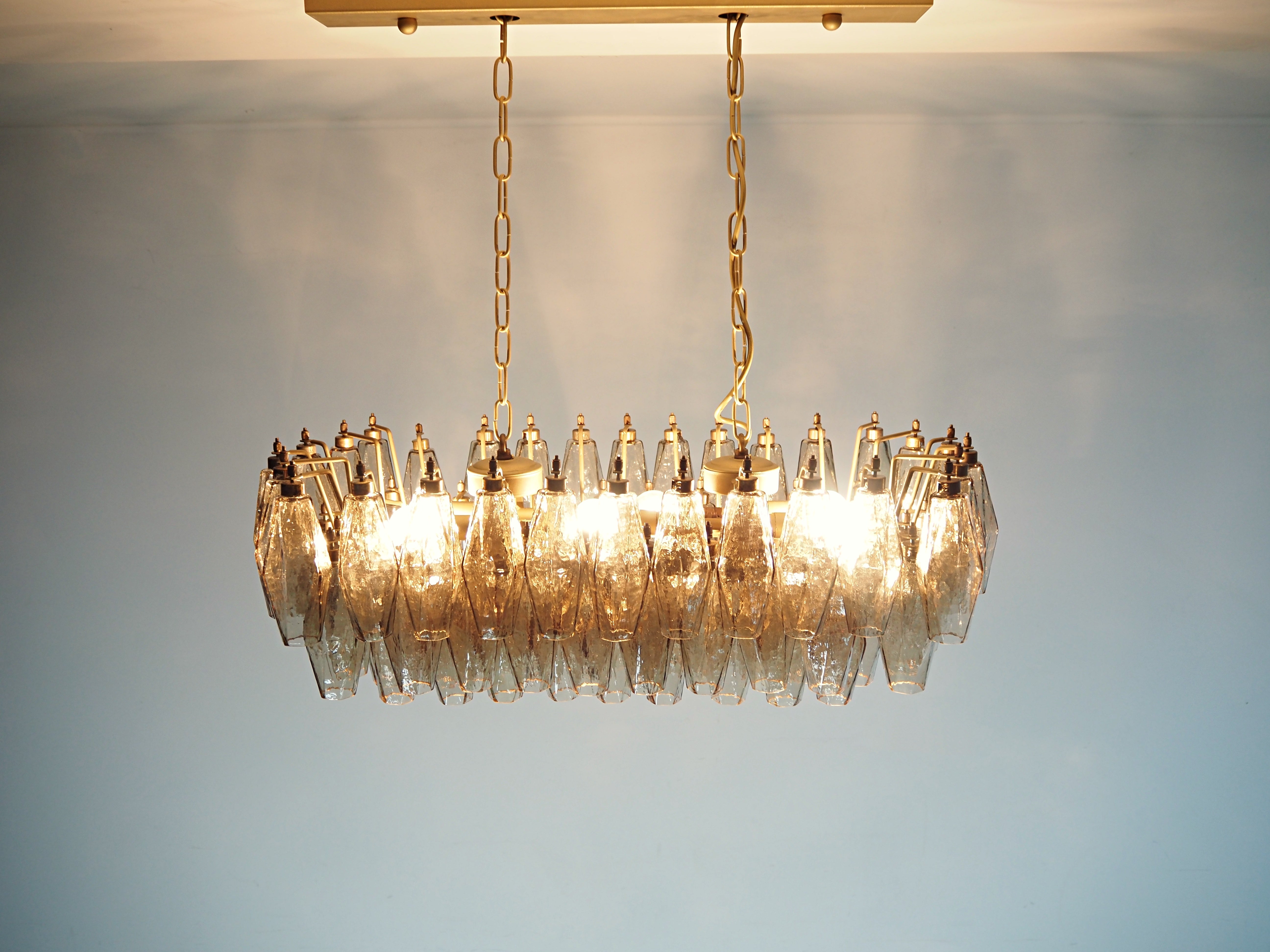 Murano Lysekrone – 84 Røykfargede Poliedriglass – detalj 11 – Murano Classics