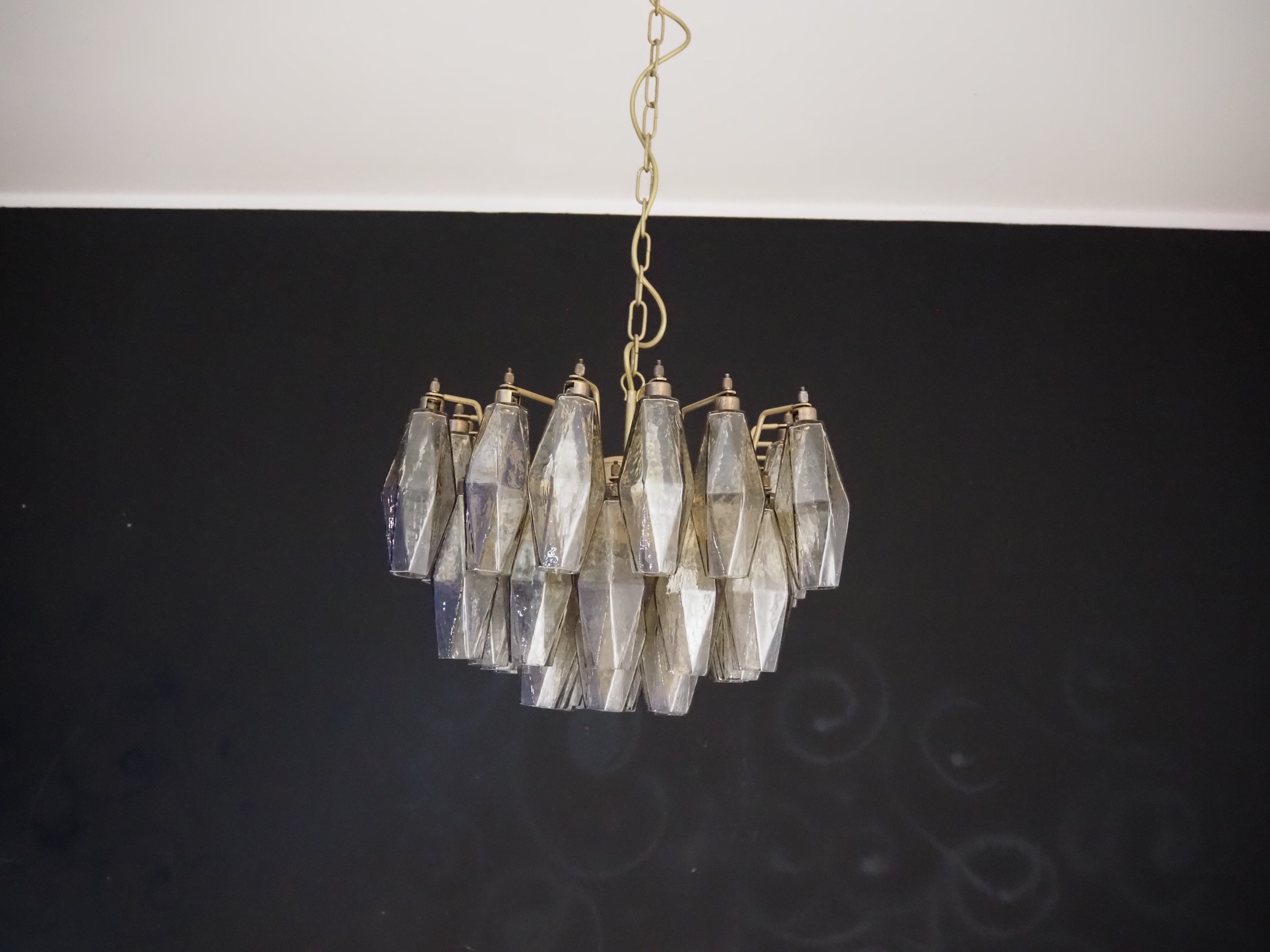 Murano Lysekrone – 56 Røykfargede Poliedriglass – detalj 9 – Murano Classics