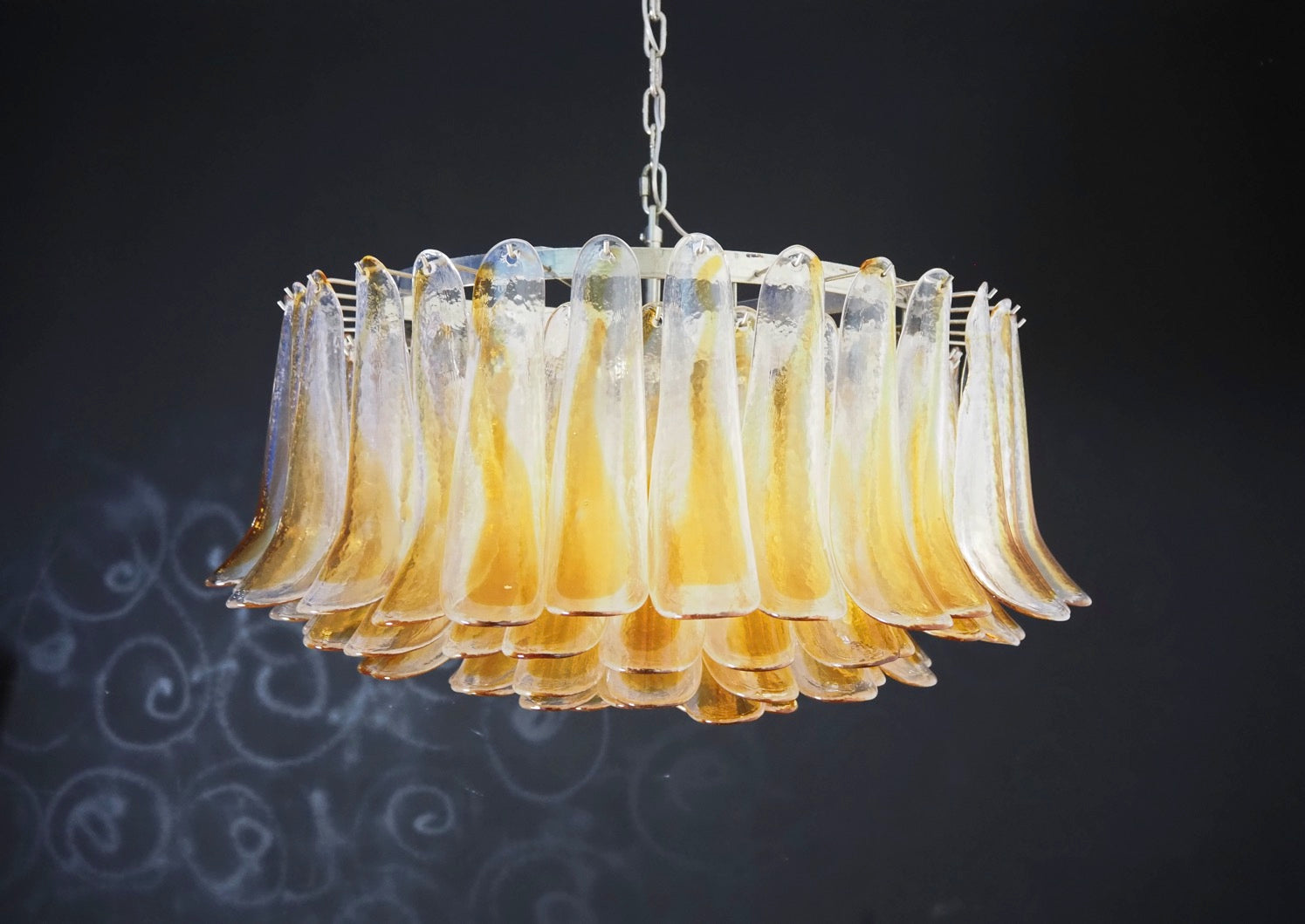 Murano Lysekrone – 101 Gule klar Konglebladglass – detalj 7 – Murano Classics