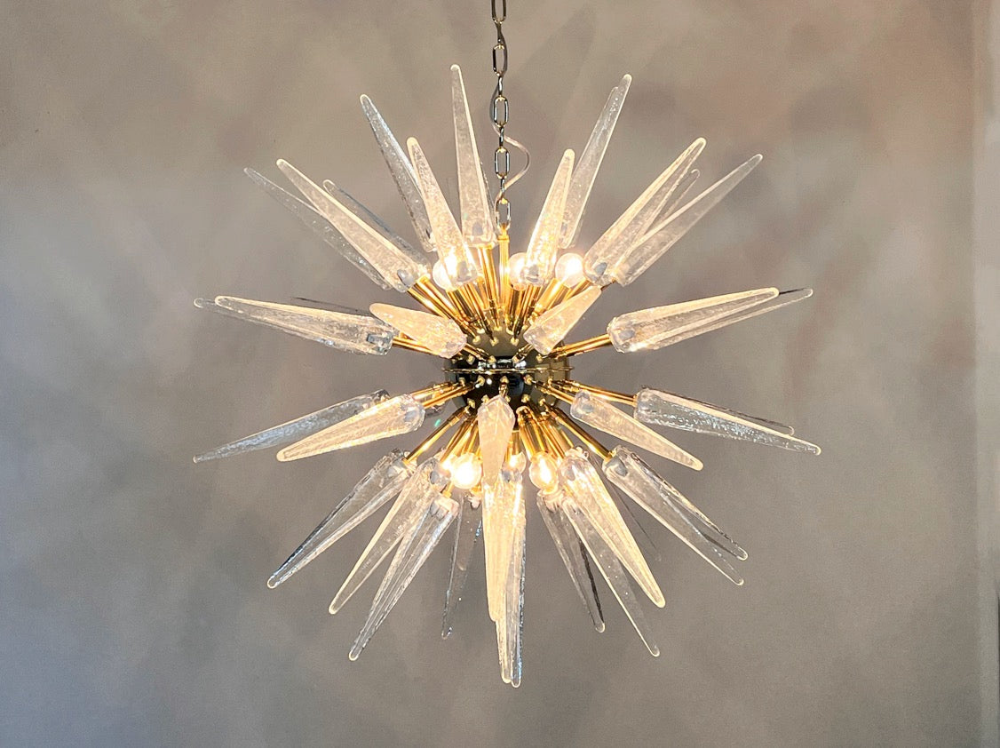 Murano Lysekrone – 51 Klare Sputnik – detalj 3 – Murano Classics