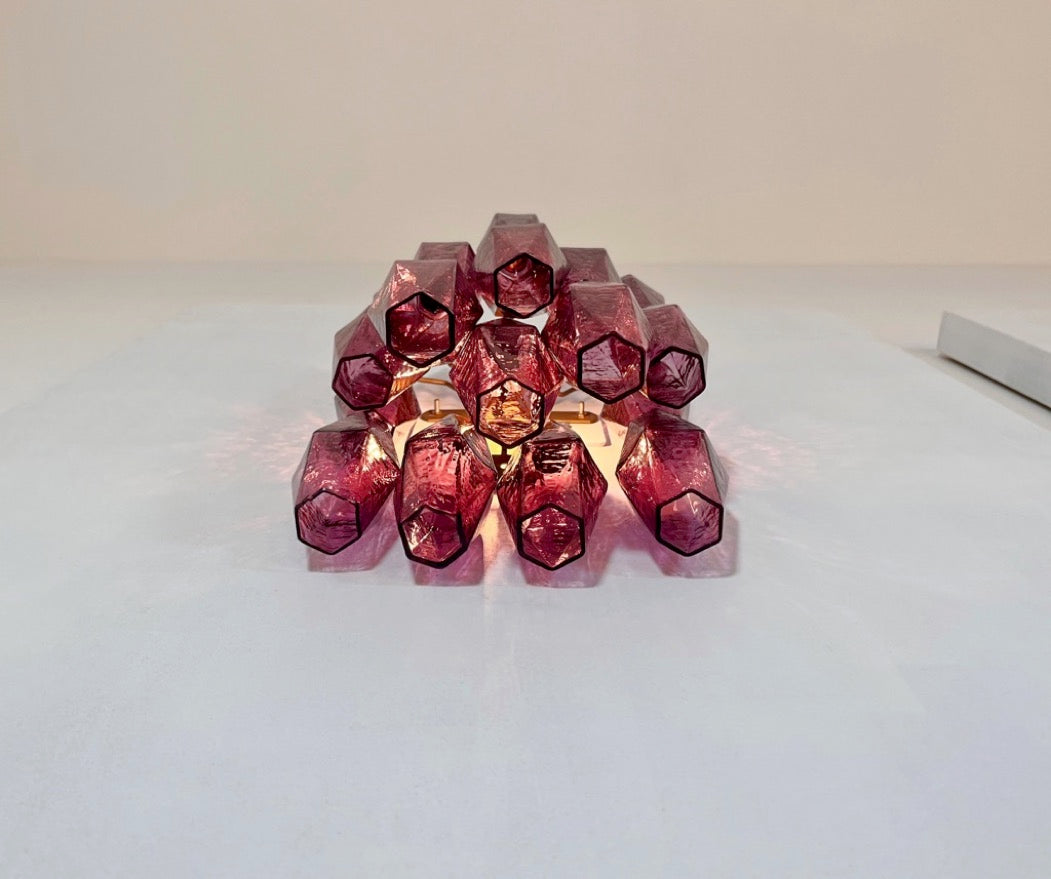 Murano Vegglampe – 17 Lilla Poliedriglass – 2 stk – detalj 2 – Murano Classics