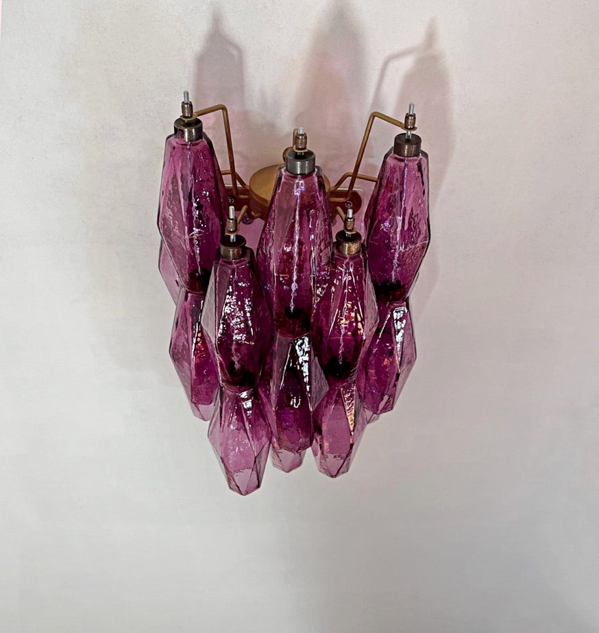 Murano Vegglampe – 17 Lilla Poliedriglass – 2 stk – detalj 10 – Murano Classics