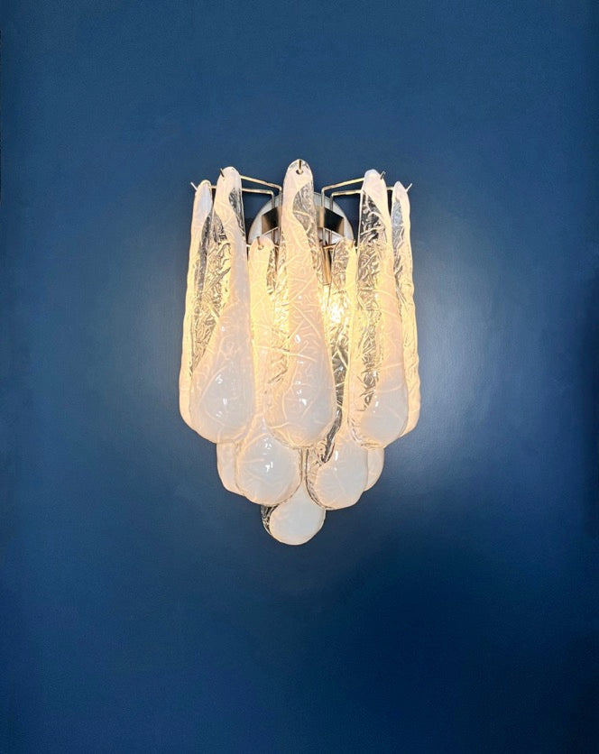 Murano Vegglampe – 10 Hvite Lattimo Dråpeglass – 2 stk – detalj 7 – Murano Classics