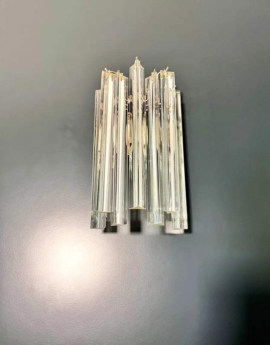 Murano Vegglampe – 9 Klare Glassprismer – 2 stk – Murano Classics