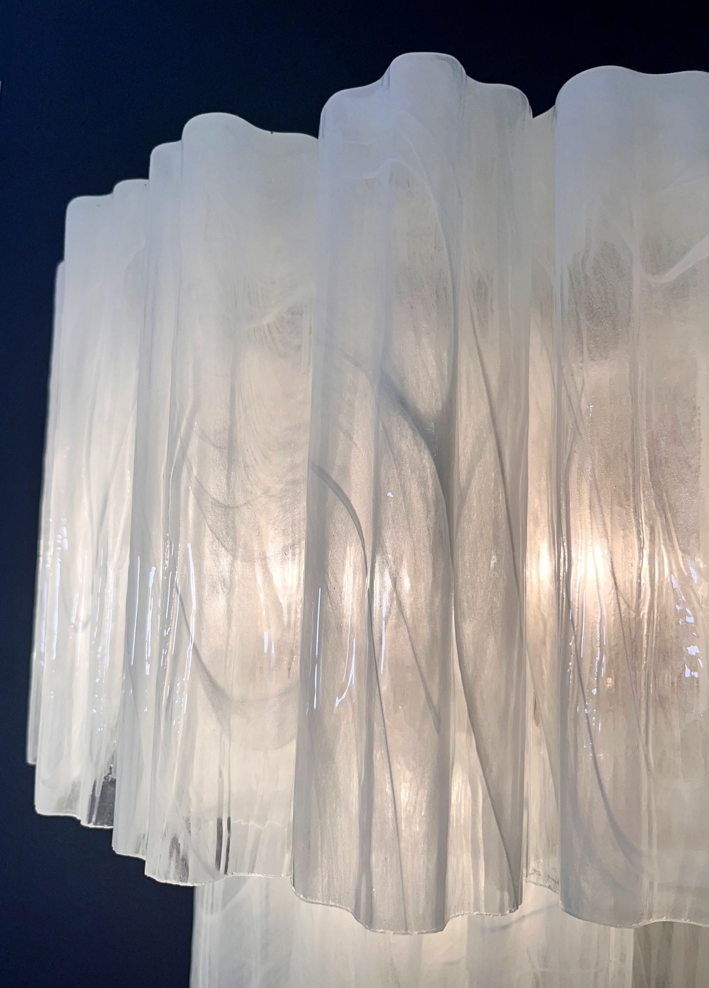 Murano Vegglampe | 13 Alabaster hvite Glassrør | 1 par