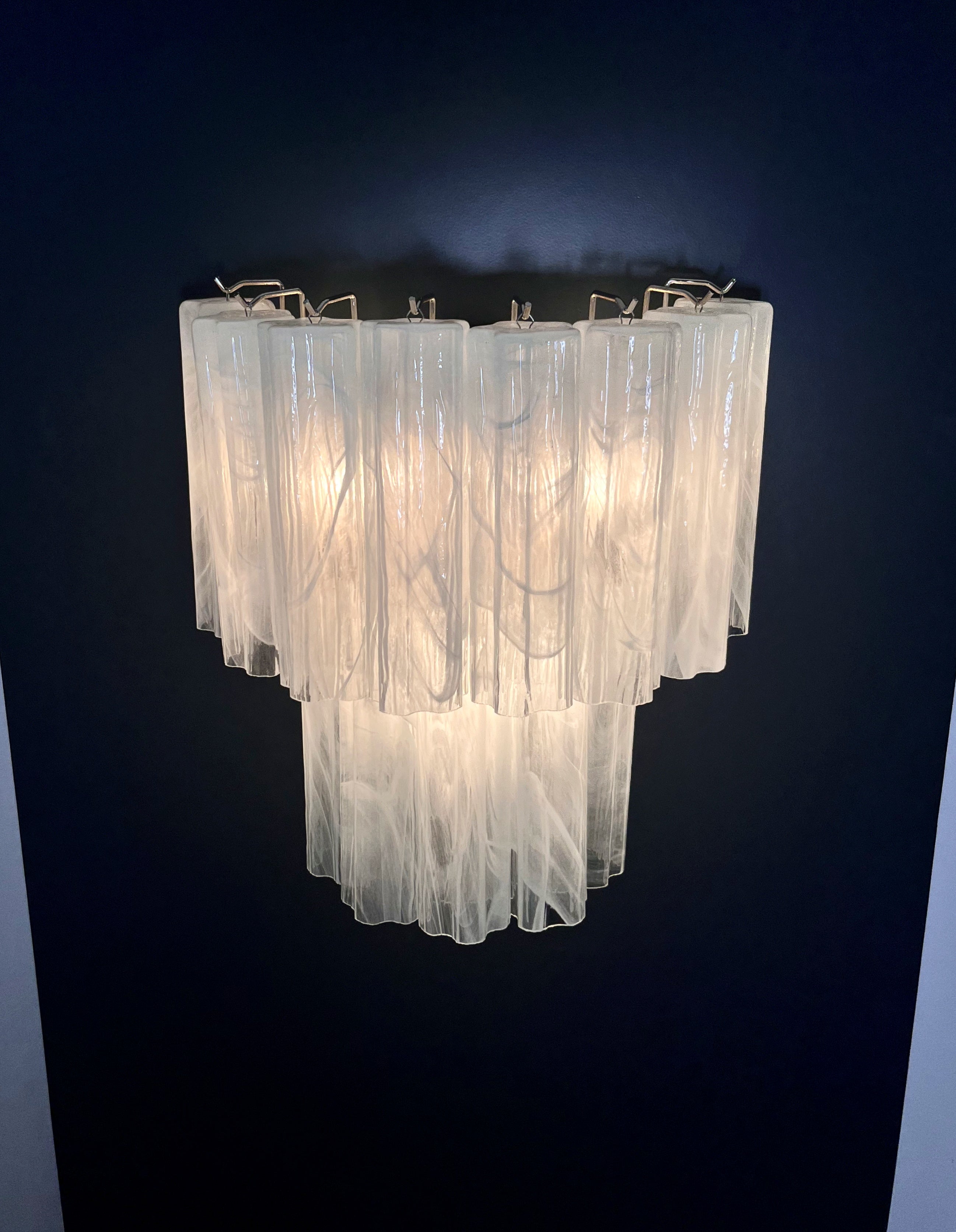 Murano Vegglampe – 13 Alabaster hvite Glassrør – 2 stk – detalj 7 – Murano Classics