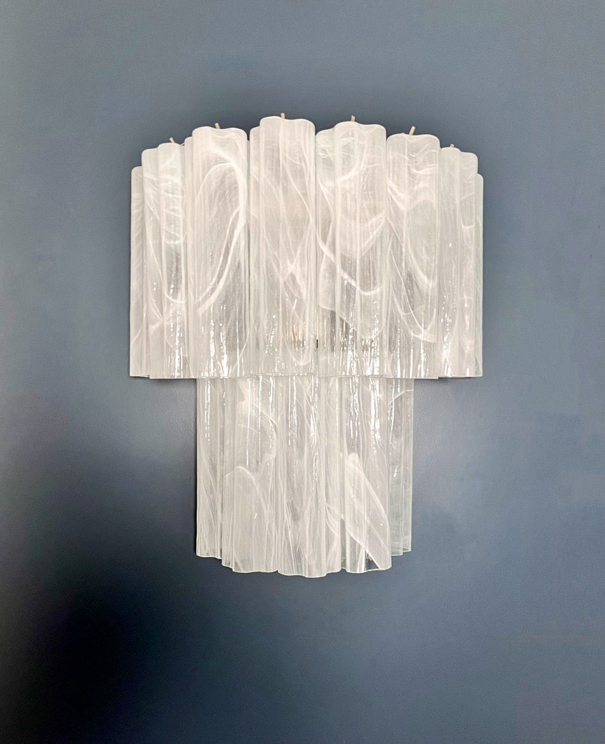 Murano Vegglampe | 13 Alabaster hvite Glassrør