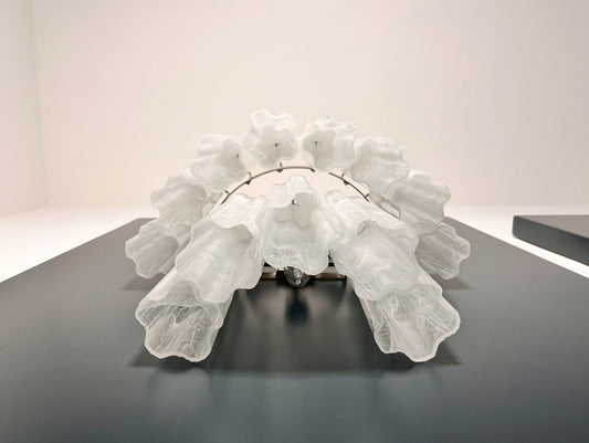 Murano Vegglampe | 13 Alabaster hvite Glassrør | 1 par