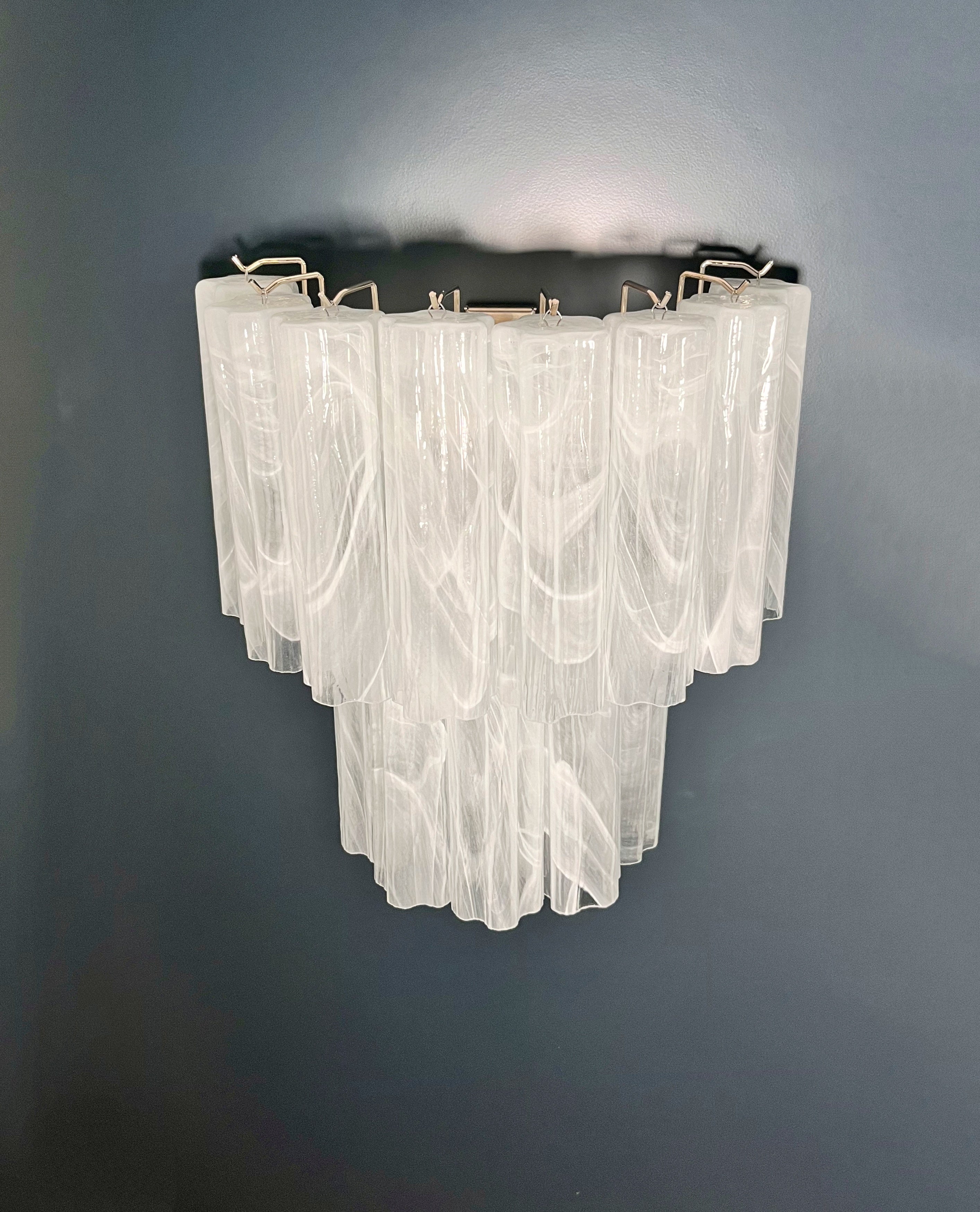 Murano Vegglampe – 13 Alabaster hvite Glassrør – 2 stk – detalj 4 – Murano Classics