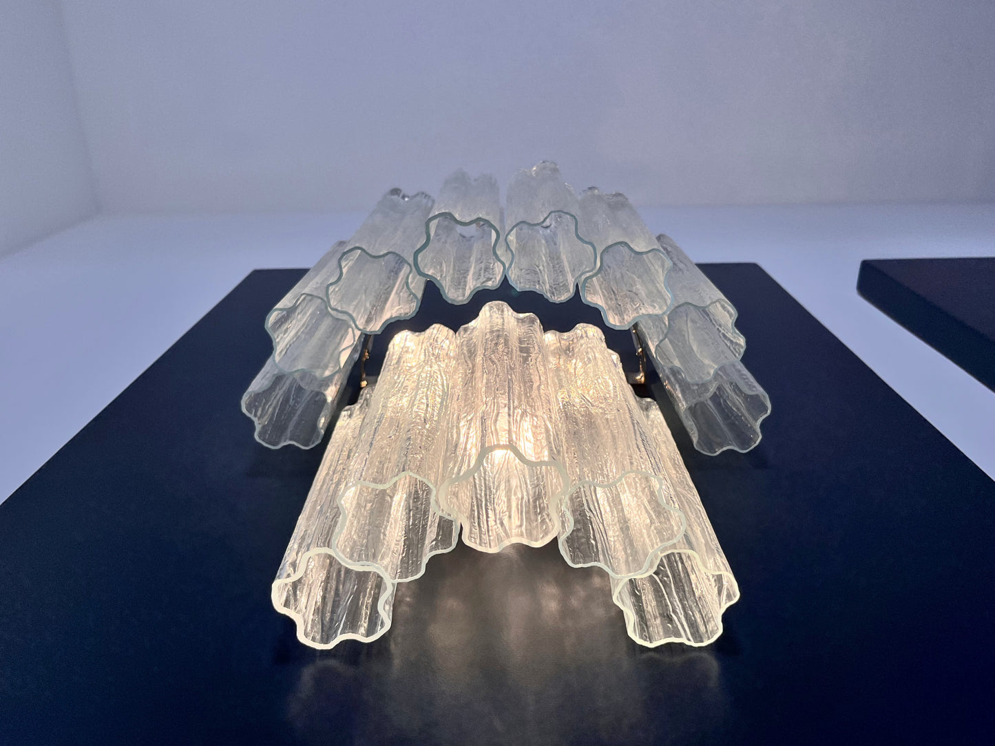 Murano Vegglampe | 13 Klare Glassrør | 1 par