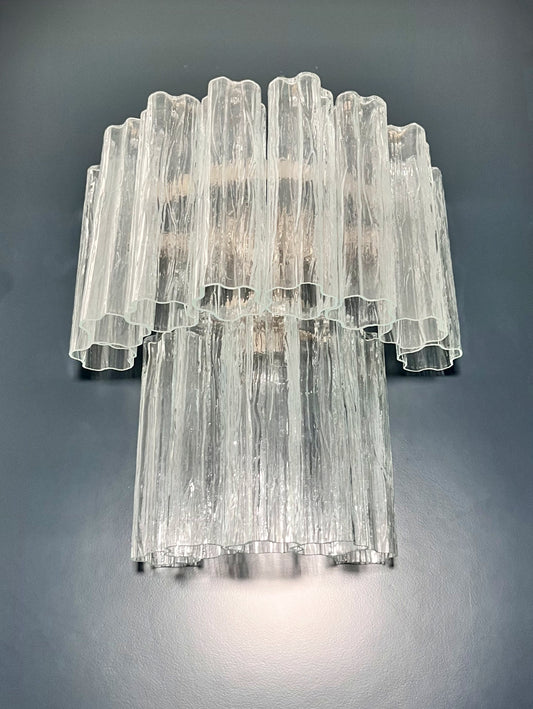 Murano Vegglampe | 13 Klare Glassrør | 1 par