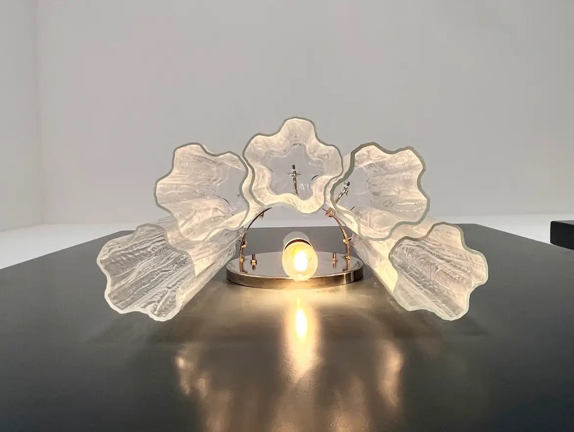 Murano Vegglampe – 5 Klare Glassrør – 2 stk – detalj 2 – Murano Classics