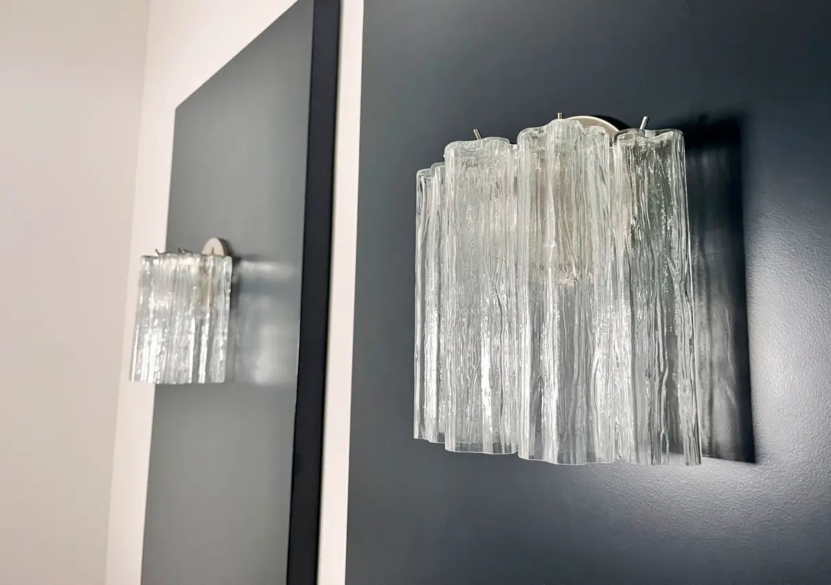 Murano Vegglampe – 5 Klare Glassrør – 2 stk – detalj 10 – Murano Classics