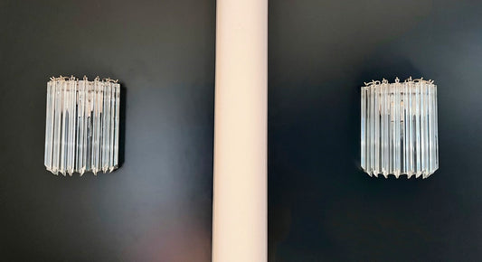 Murano Vegglampe | 9 Klare Prismeglass | 1 par
