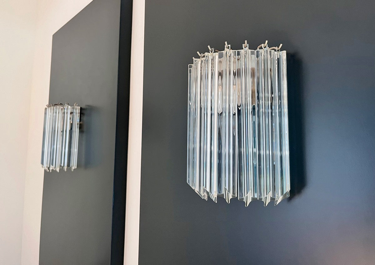 Murano Vegglampe – 9 Klare Prismeglass – 2 stk – detalj 11 – Murano Classics