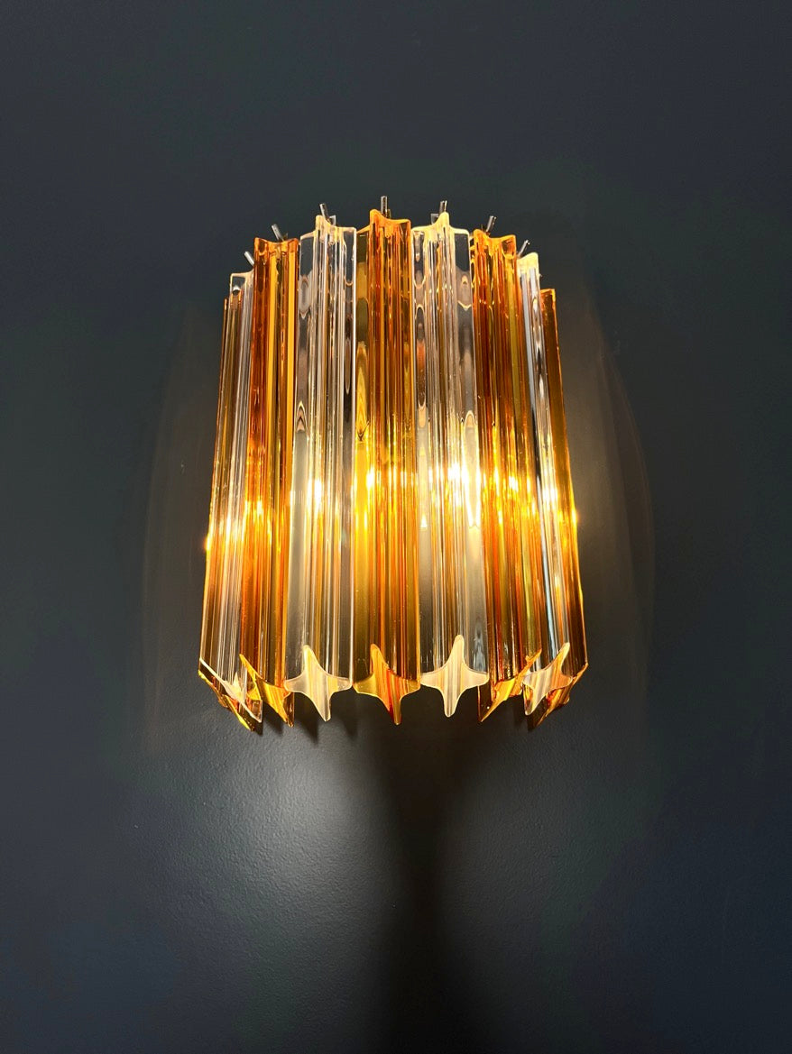 Murano Vegglampe – 9 Klare gul Prismeglass – 2 stk – detalj 5 – Murano Classics