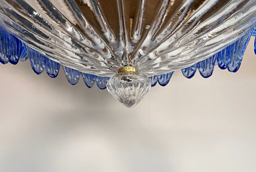 Murano Lysekrone – 36 Klare Blå Palmeglass – detalj 11 – Murano Classics