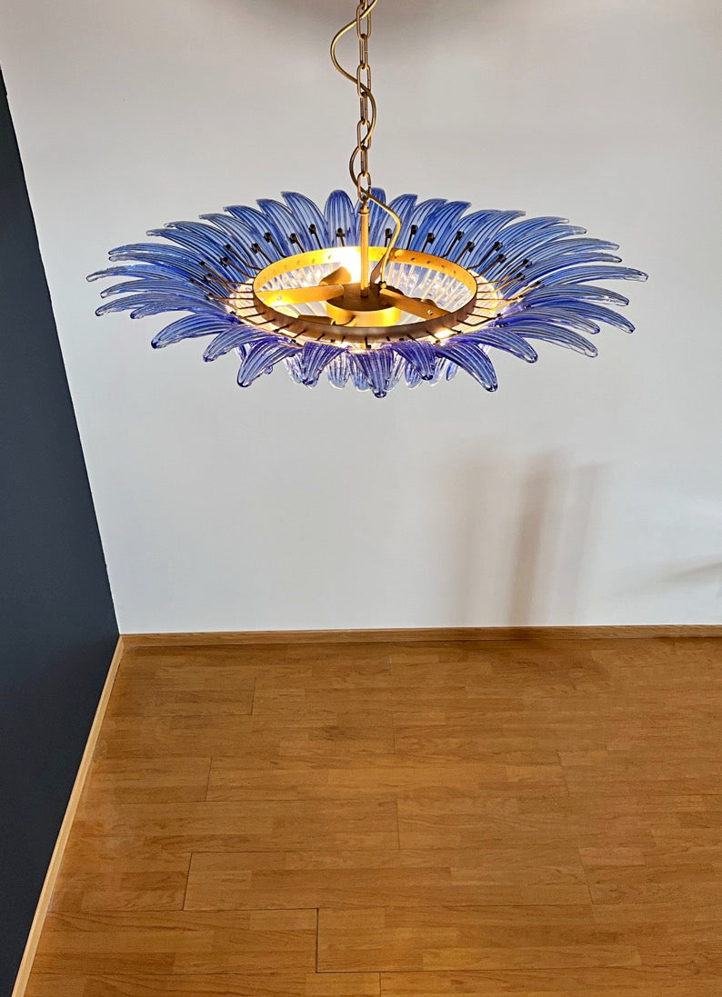 Murano Lysekrone – 36 Klare Blå Palmeglass – detalj 7 – Murano Classics