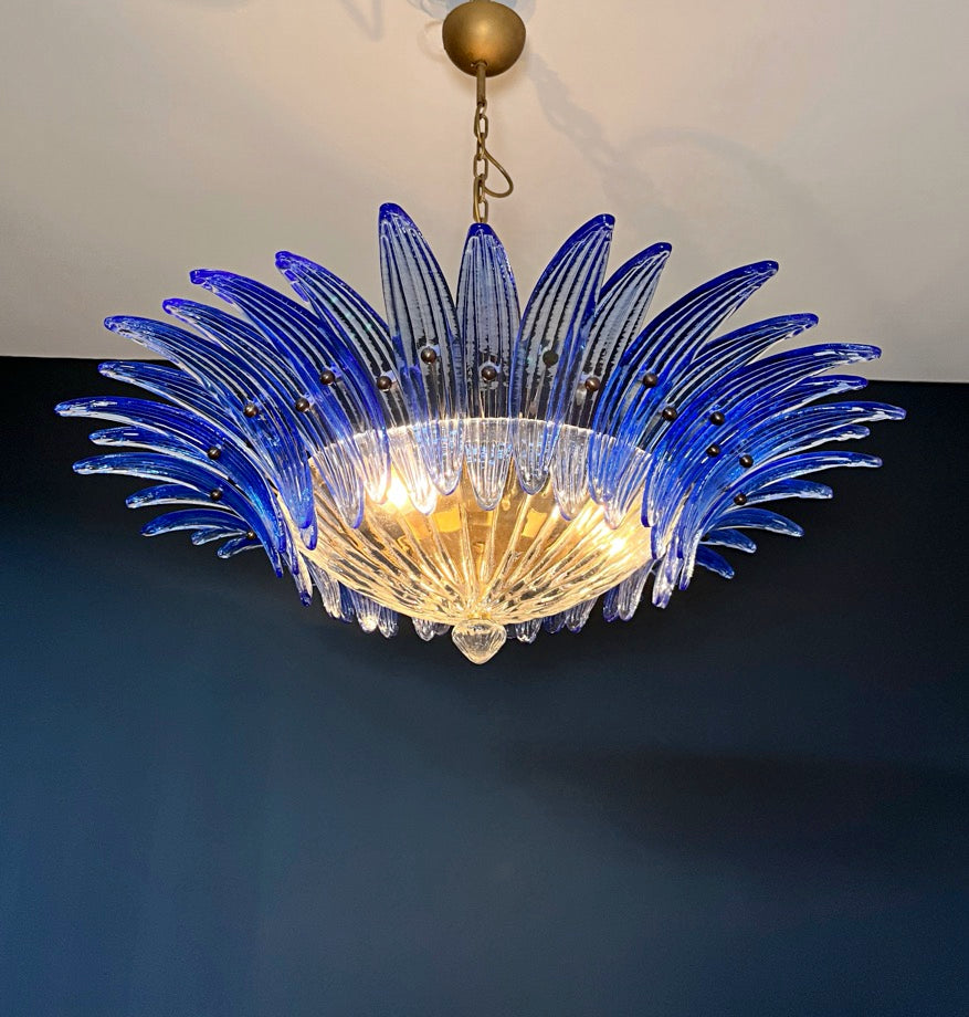 Murano Lysekrone – 36 Klare Blå Palmeglass – detalj 6 – Murano Classics