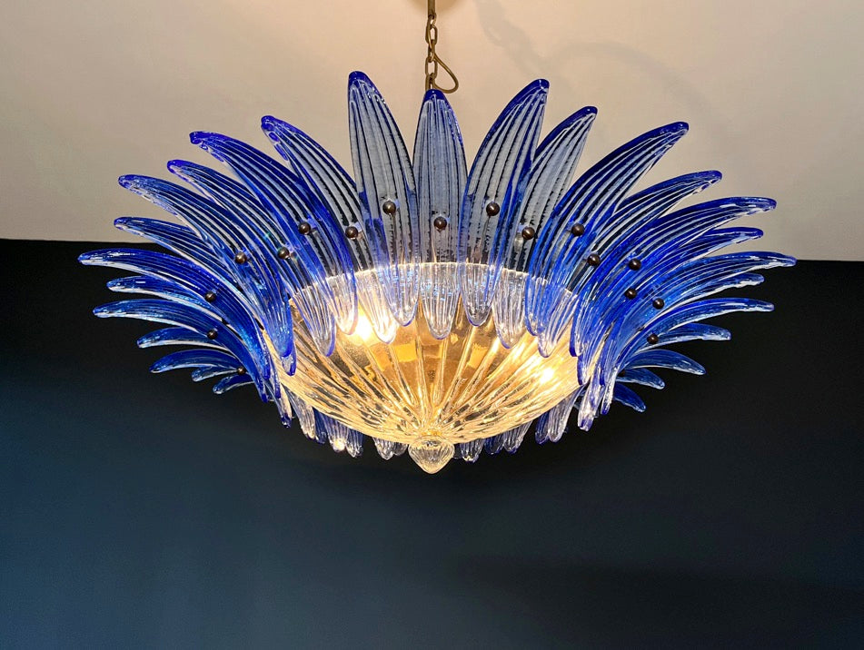 Murano Lysekrone – 36 Klare Blå Palmeglass – detalj 5 – Murano Classics