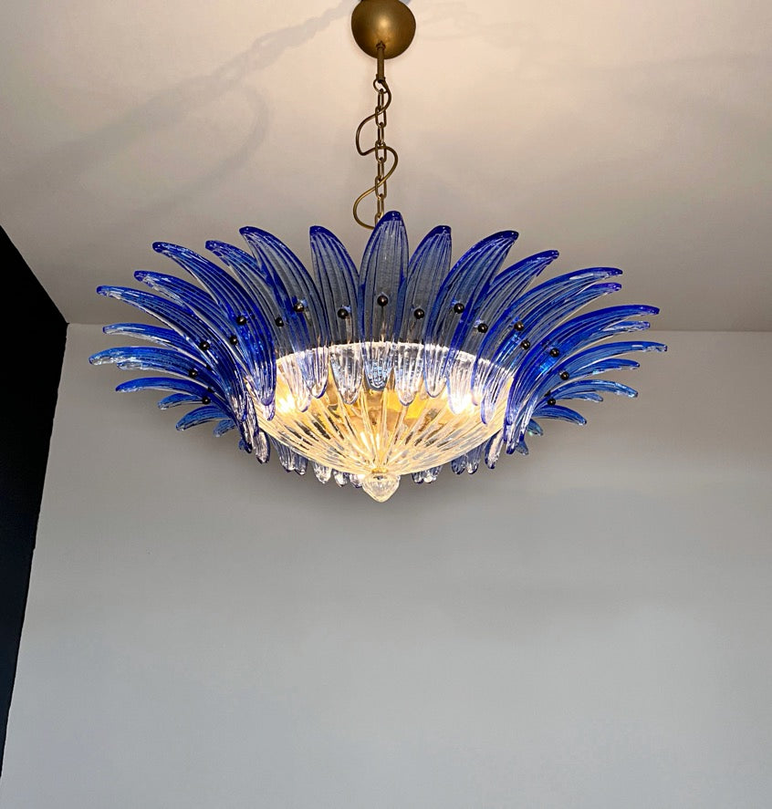 Murano Lysekrone – 36 Klare Blå Palmeglass – detalj 4 – Murano Classics