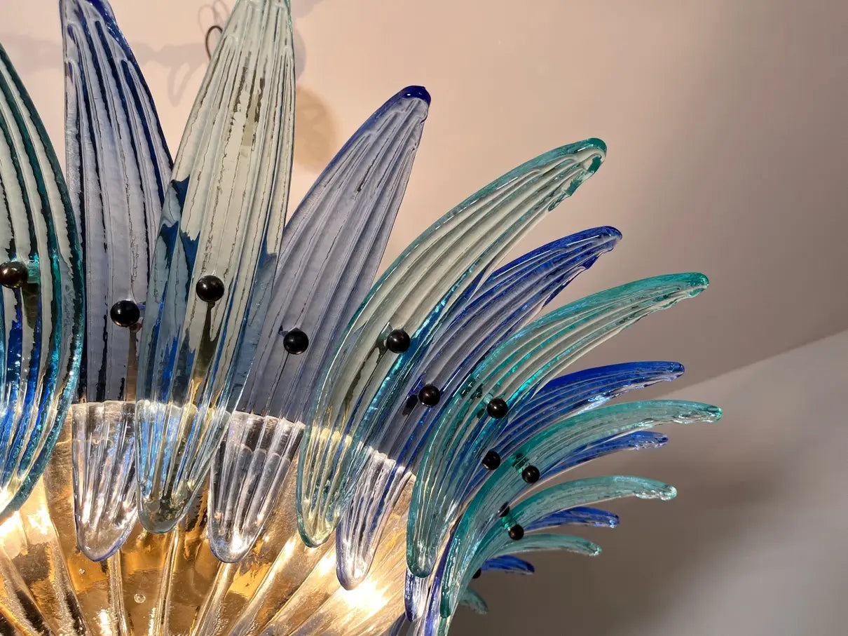 Murano Lysekrone – 36 Klare og blå Palmeglass – detalj 8 – Murano Classics