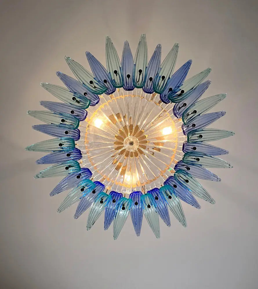 Murano Lysekrone – 36 Klare og blå Palmeglass – detalj 7 – Murano Classics