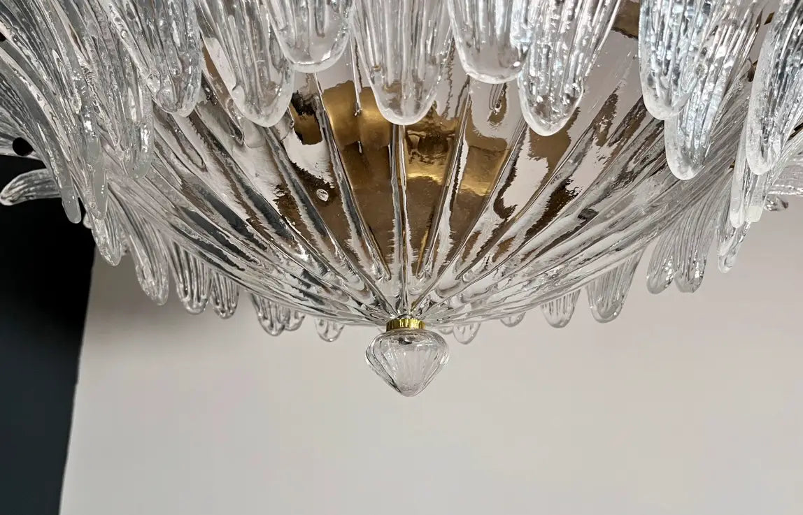 Murano Lysekrone – 36 Klare Palmeglass – detalj 2 – Murano Classics