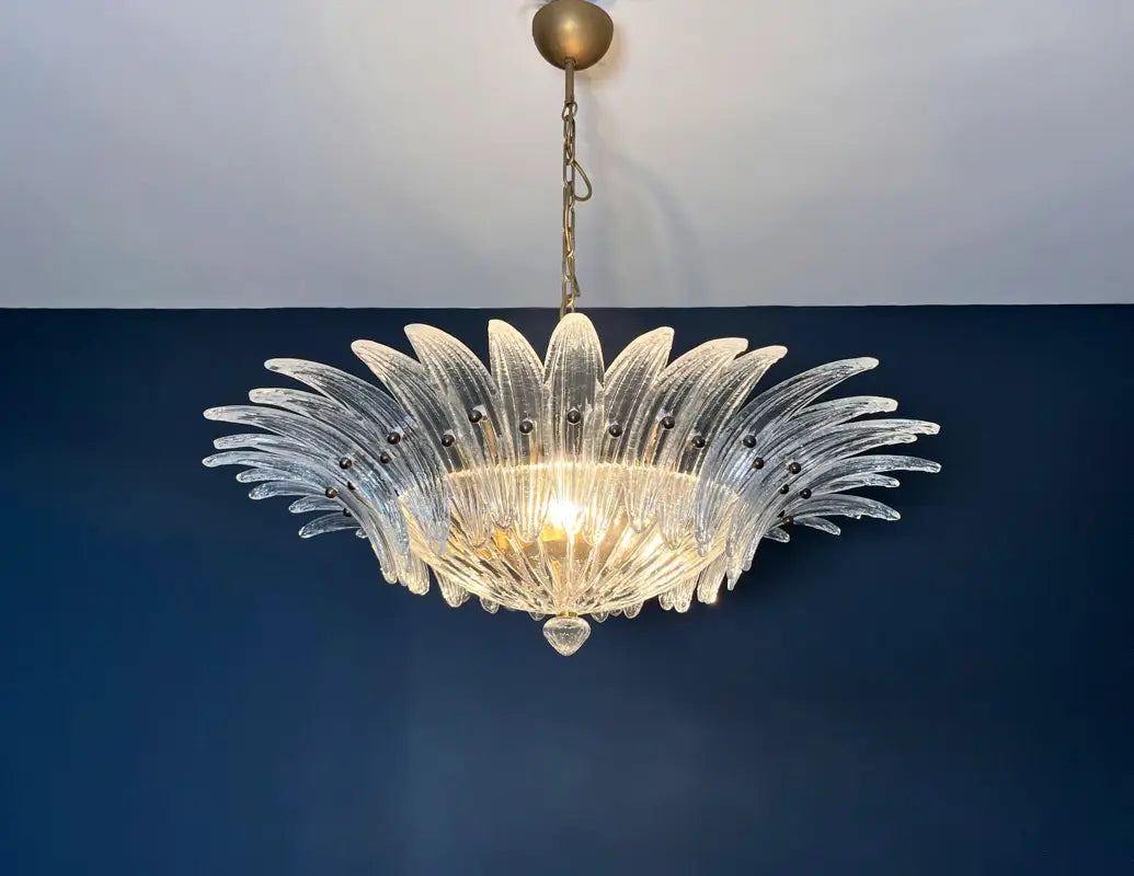 Murano Lysekrone – 36 Klare Palmeglass – detalj 9 – Murano Classics