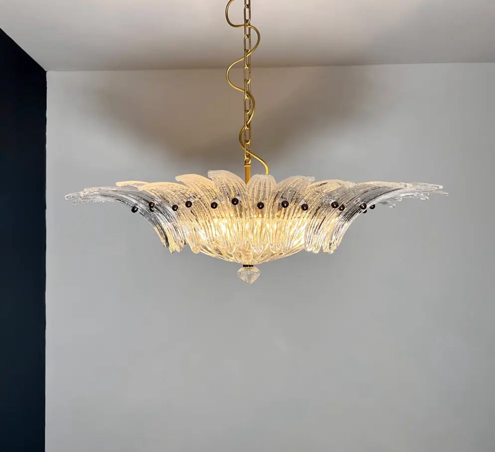 Murano Lysekrone – 36 Klare Palmeglass – detalj 10 – Murano Classics