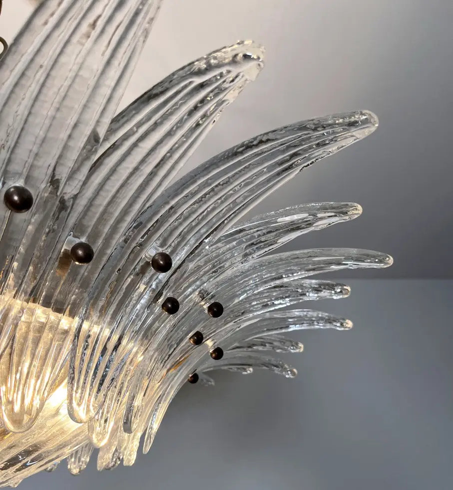 Murano Lysekrone – 36 Klare Palmeglass – detalj 7 – Murano Classics