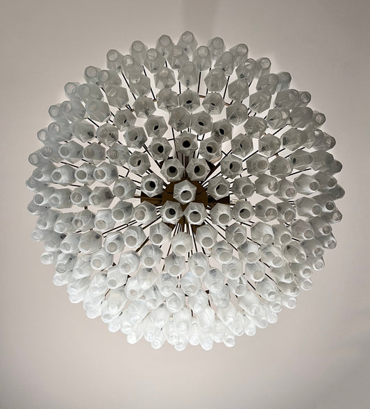 Murano Lysekrone | 185 Alabaster hvit Poliedriglass