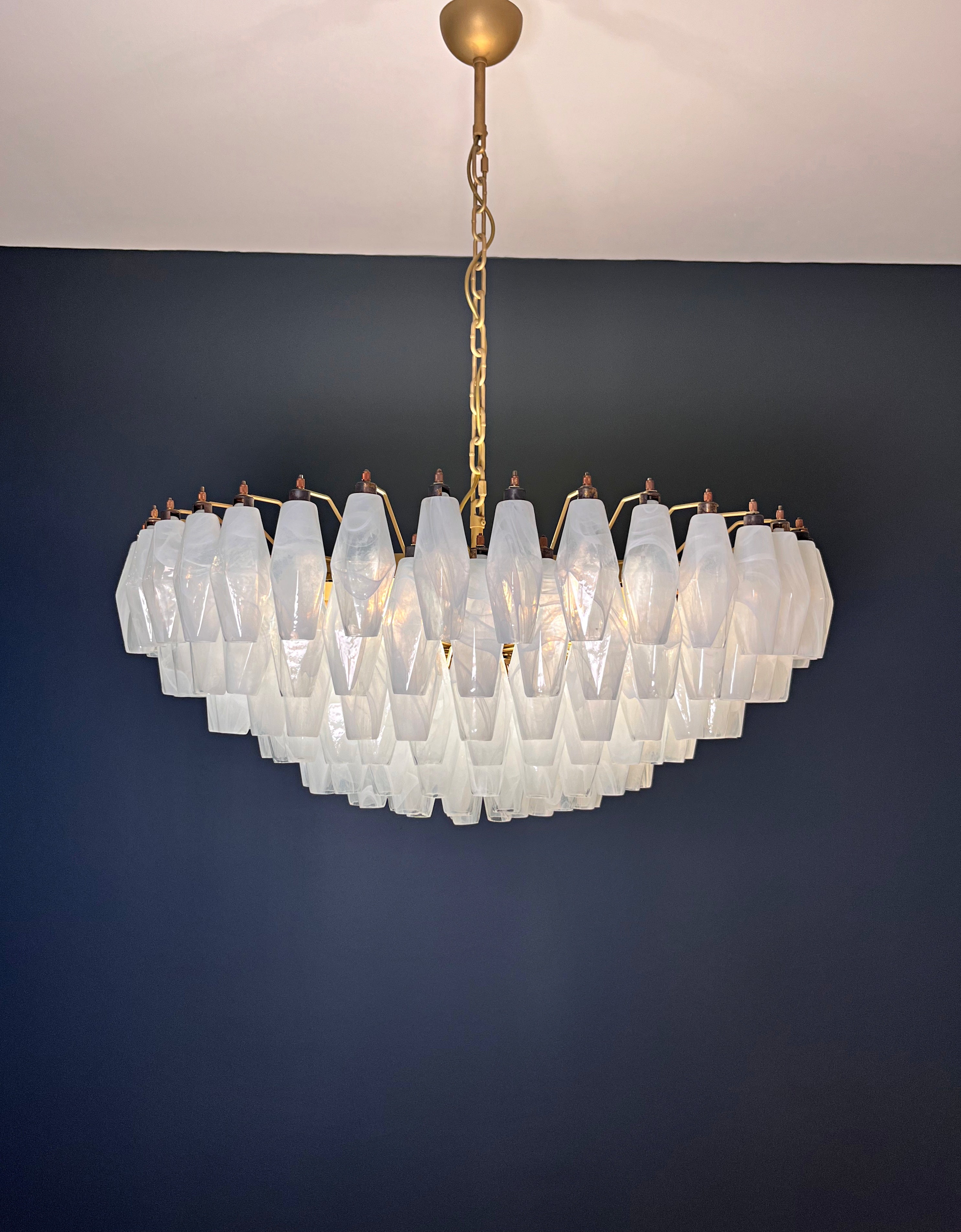 Murano Lysekrone – 185 Alabaster hvit Poliedriglass – detalj 6 – Murano Classics