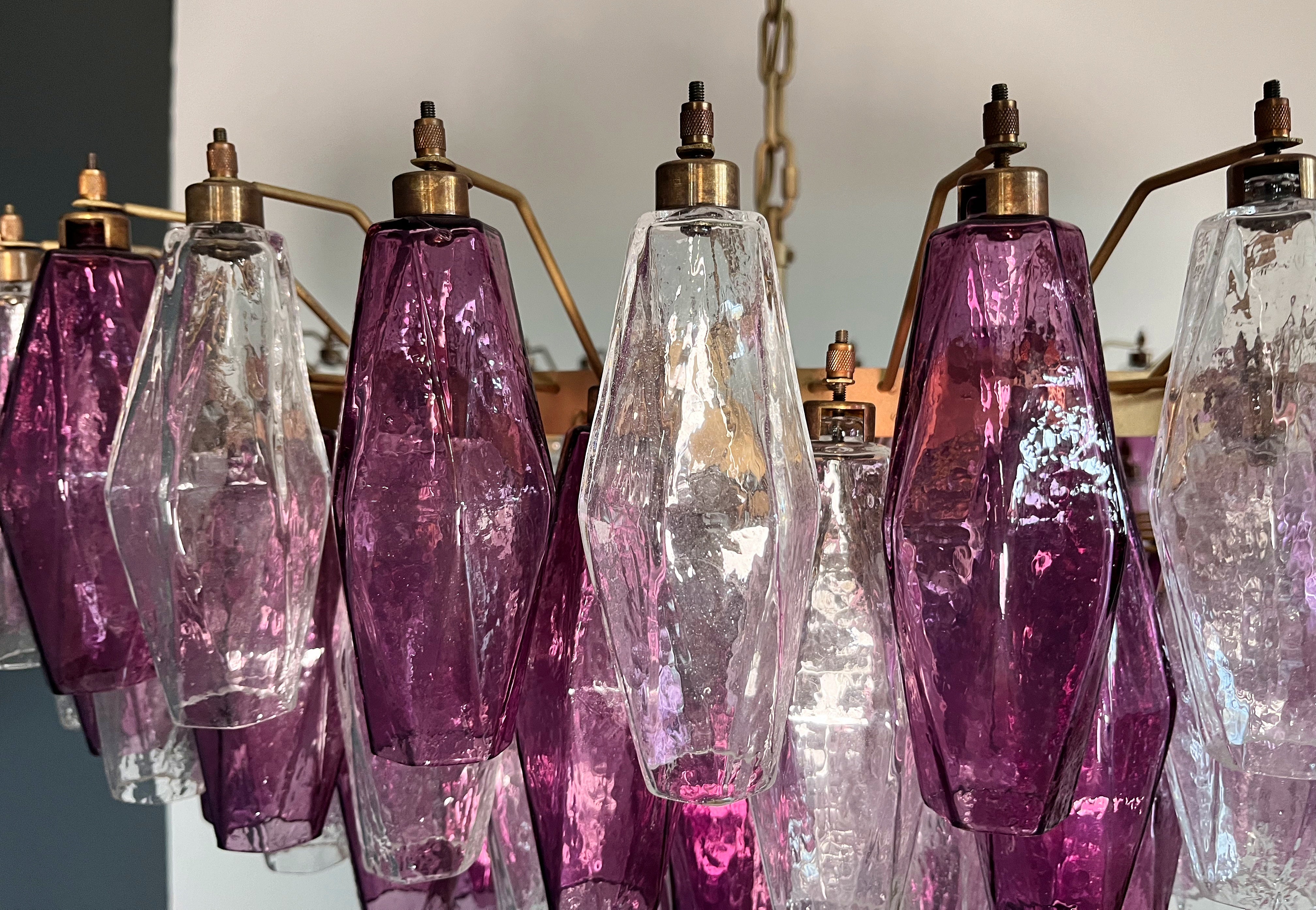 Murano Lysekrone – 185 Lilla og Klare Poliedriglass – detalj 3 – Murano Classics