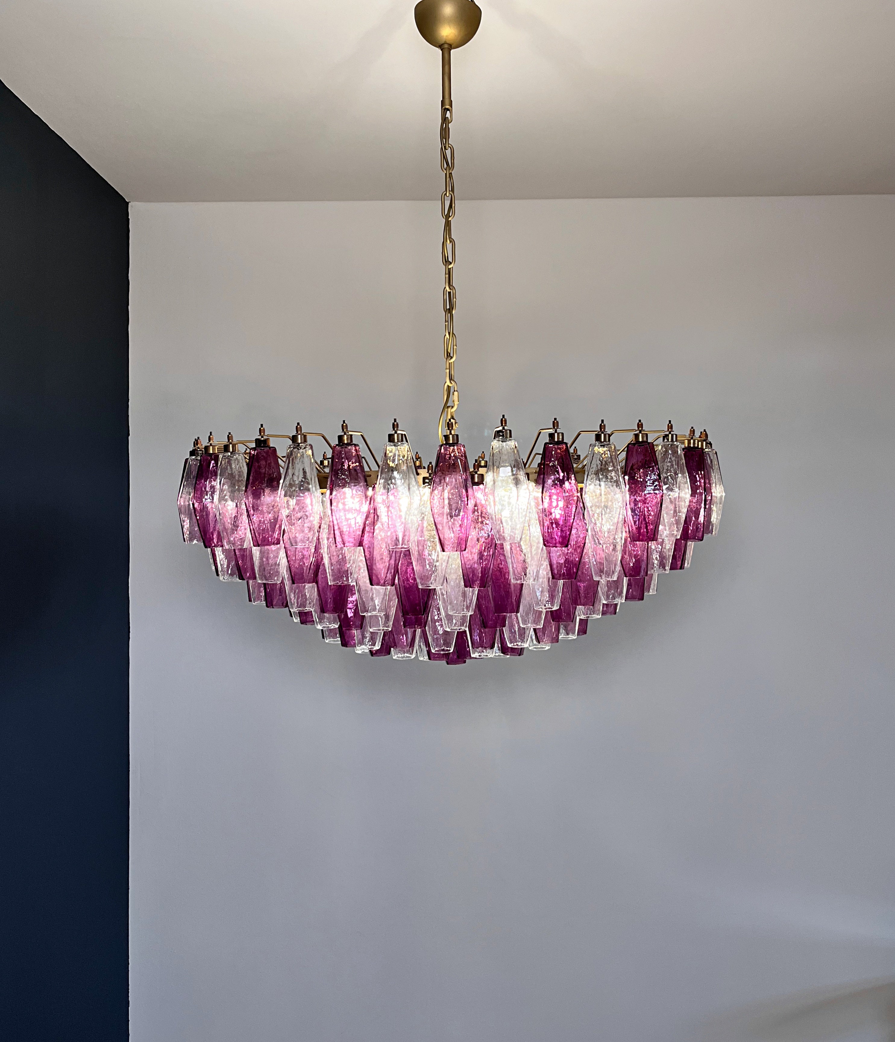 Murano Lysekrone – 185 Lilla og Klare Poliedriglass – detalj 10 – Murano Classics