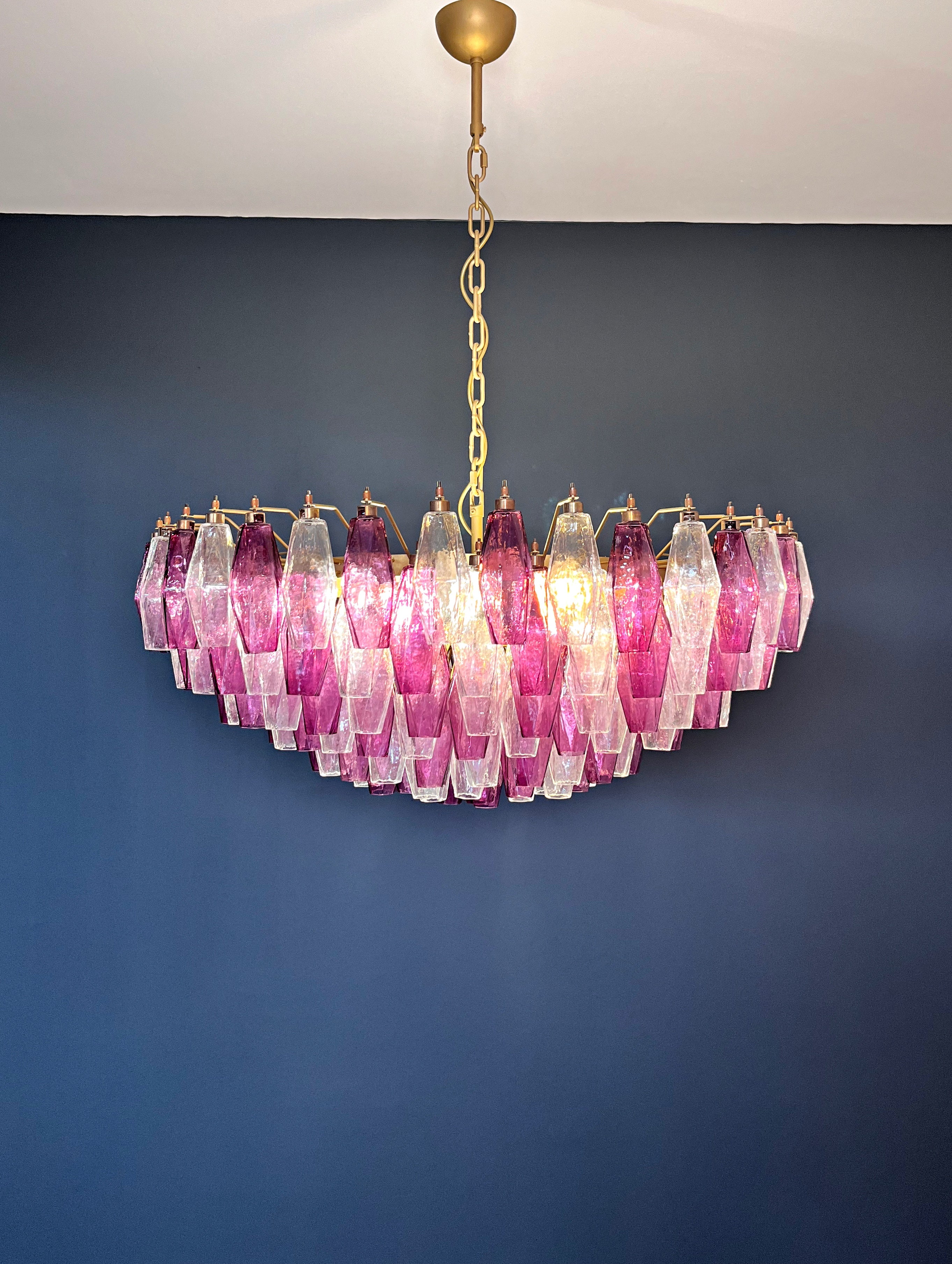 Murano Lysekrone – 185 Lilla og Klare Poliedriglass – detalj 6 – Murano Classics